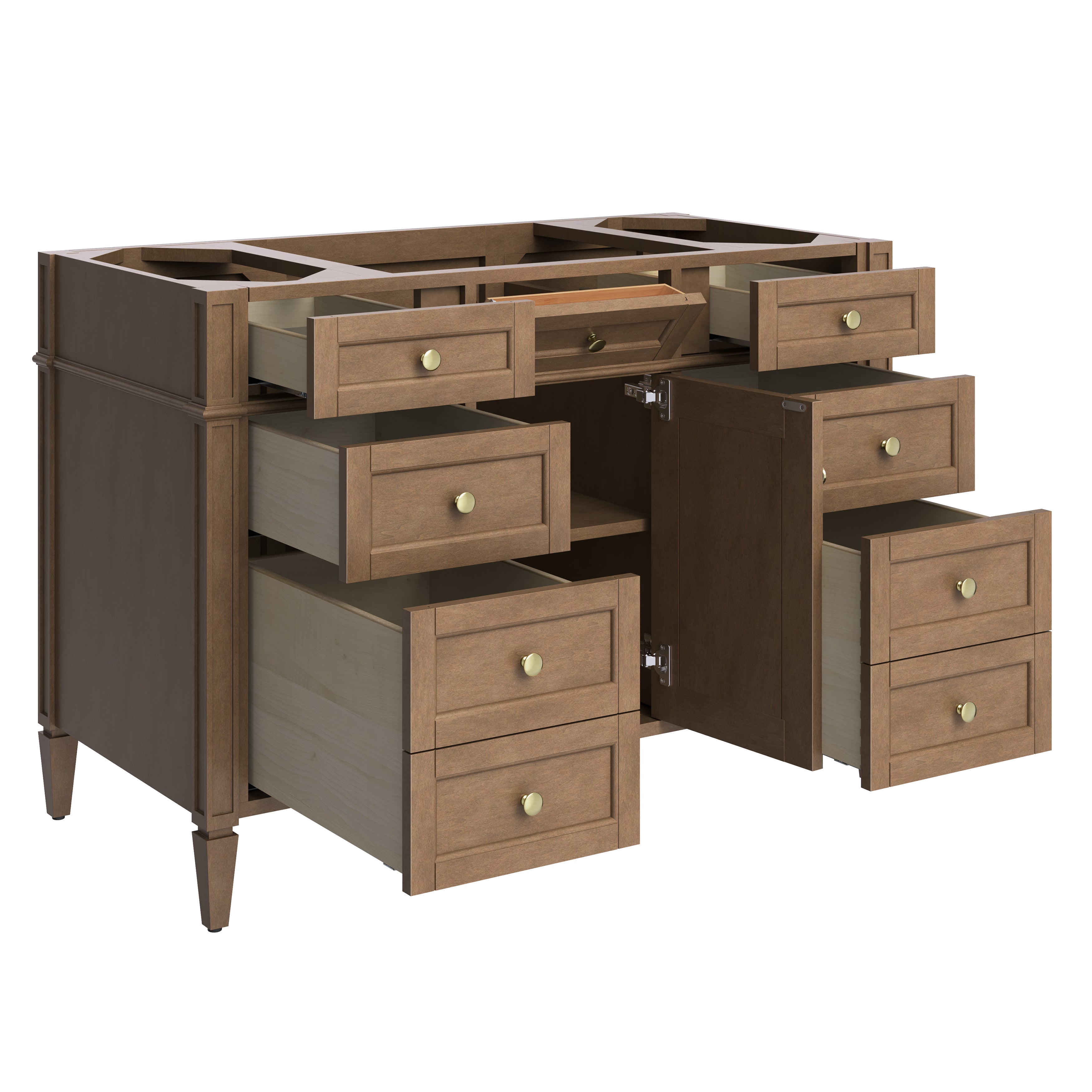 James Martin Brittany 48" Single Vanity in Pecan with 3cm Countertop and FreePower Wireless Charger