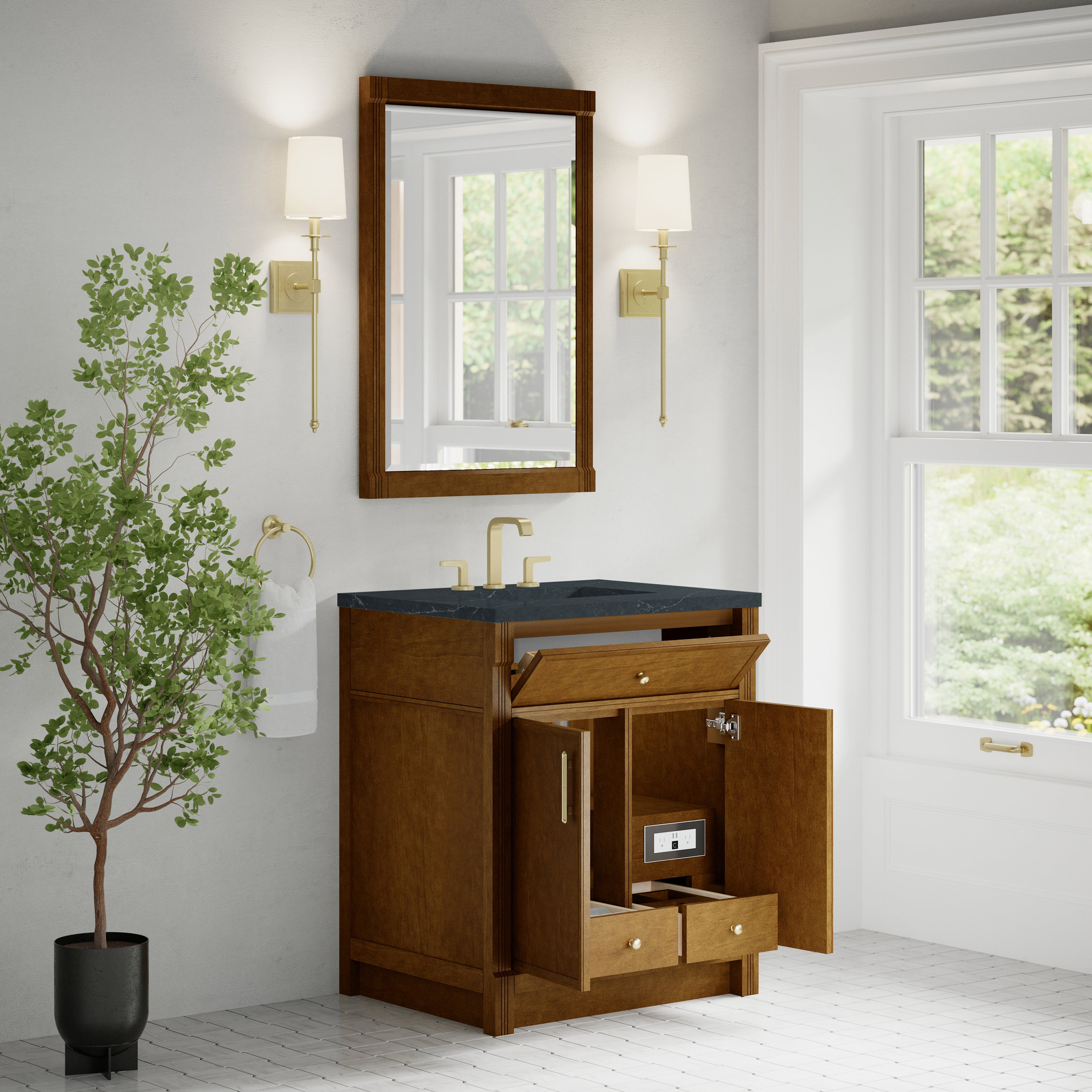 James Martin Bellshire 30" Single Vanity in Honey Oak with 3cm Countertop
