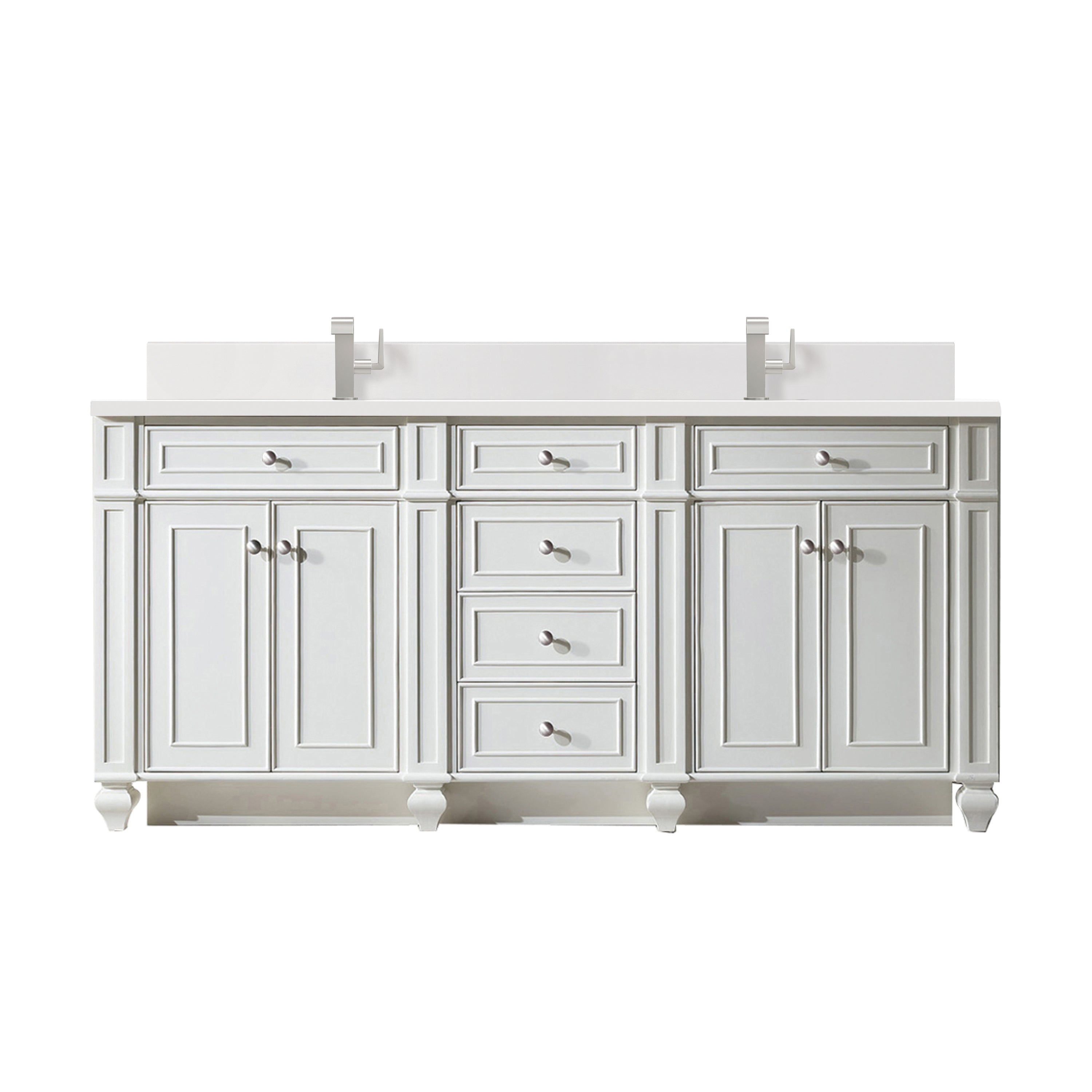 James Martin Bristol 72" Double Vanity in Bright White with 3cm Countertop