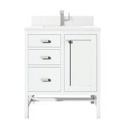 James Martin Addison 30" Single Vanity in Glossy White with 3cm Countertop