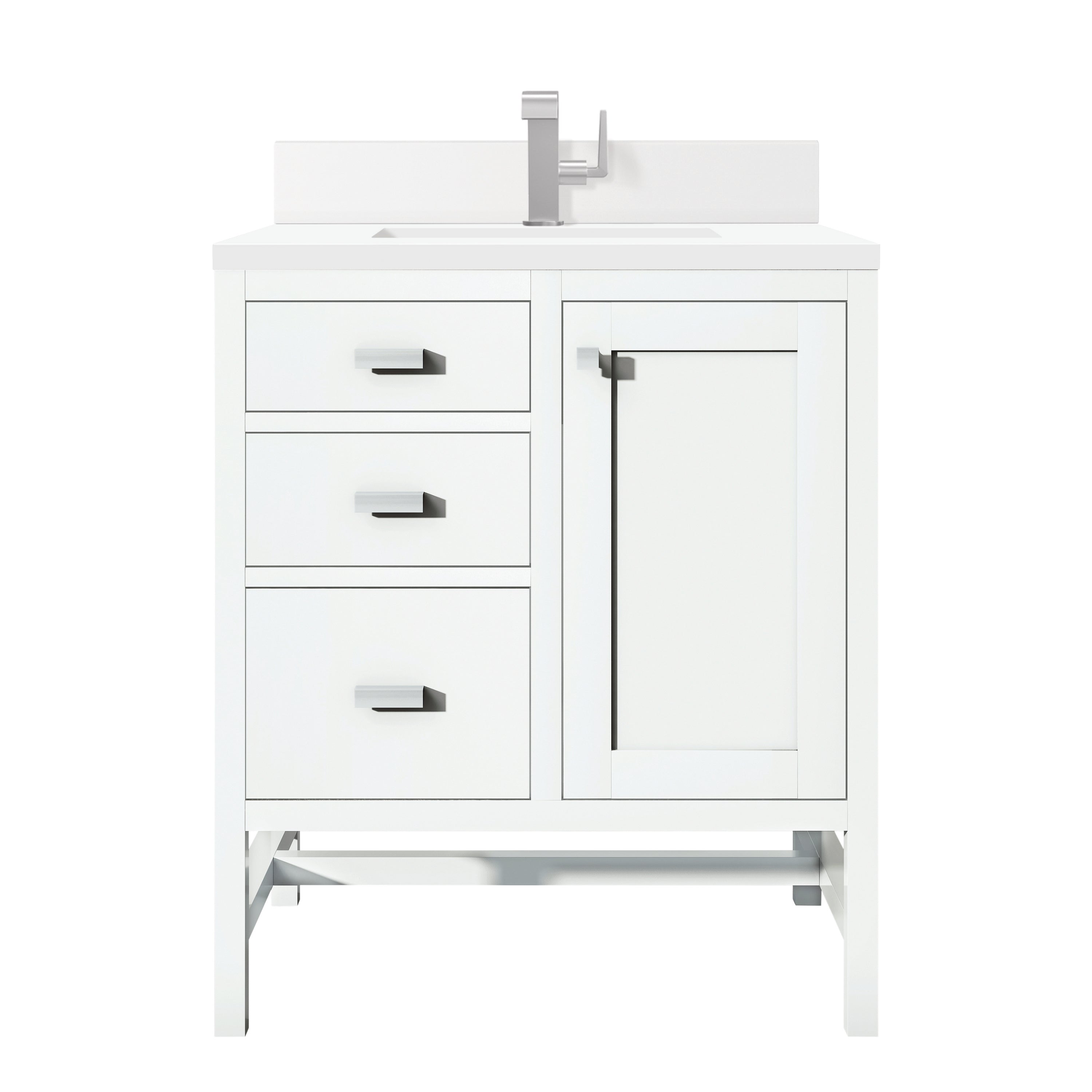 James Martin Addison 30" Single Vanity in Glossy White with 3cm Countertop