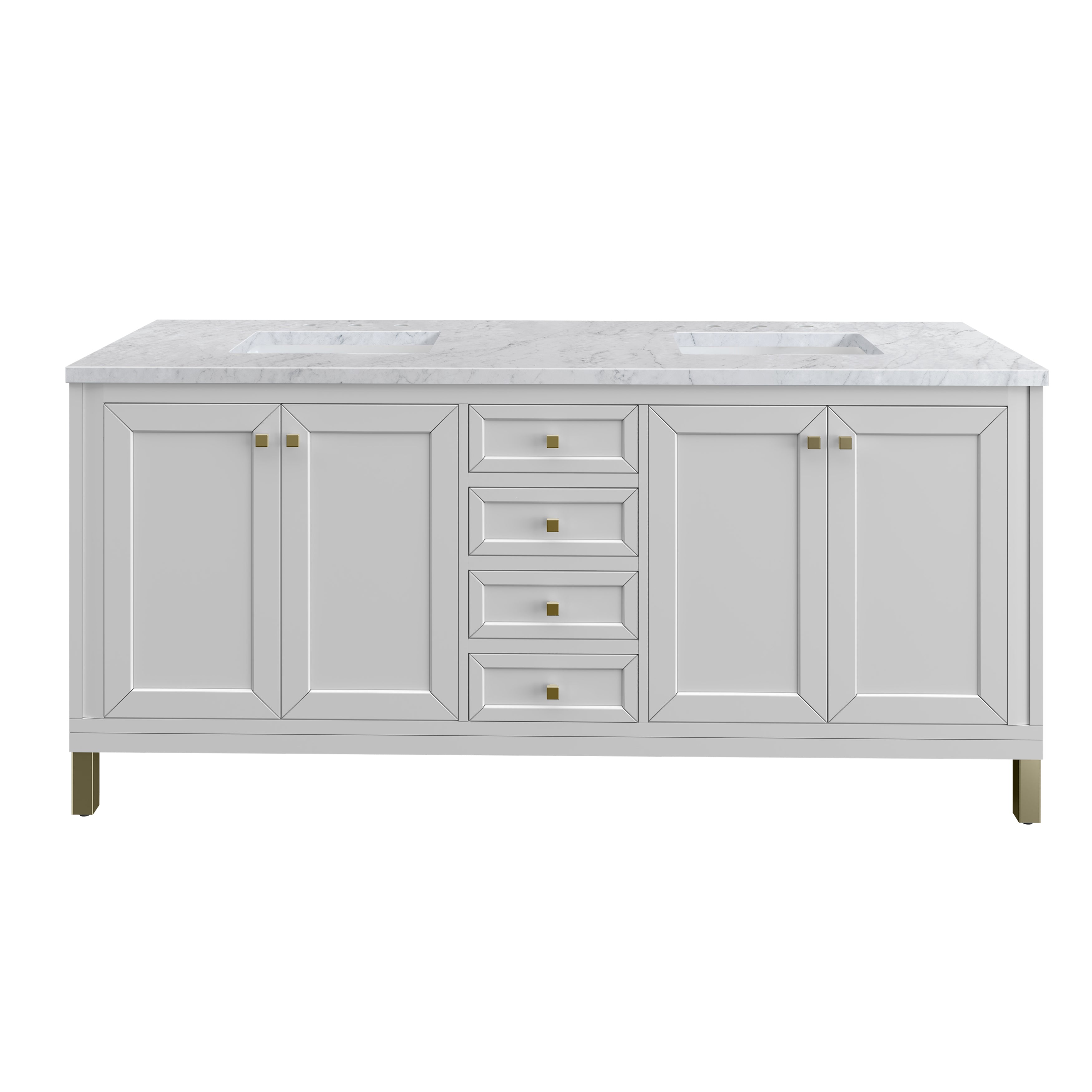 James Martin Chicago 72" Double Vanity in Glossy White with 3cm Countertop