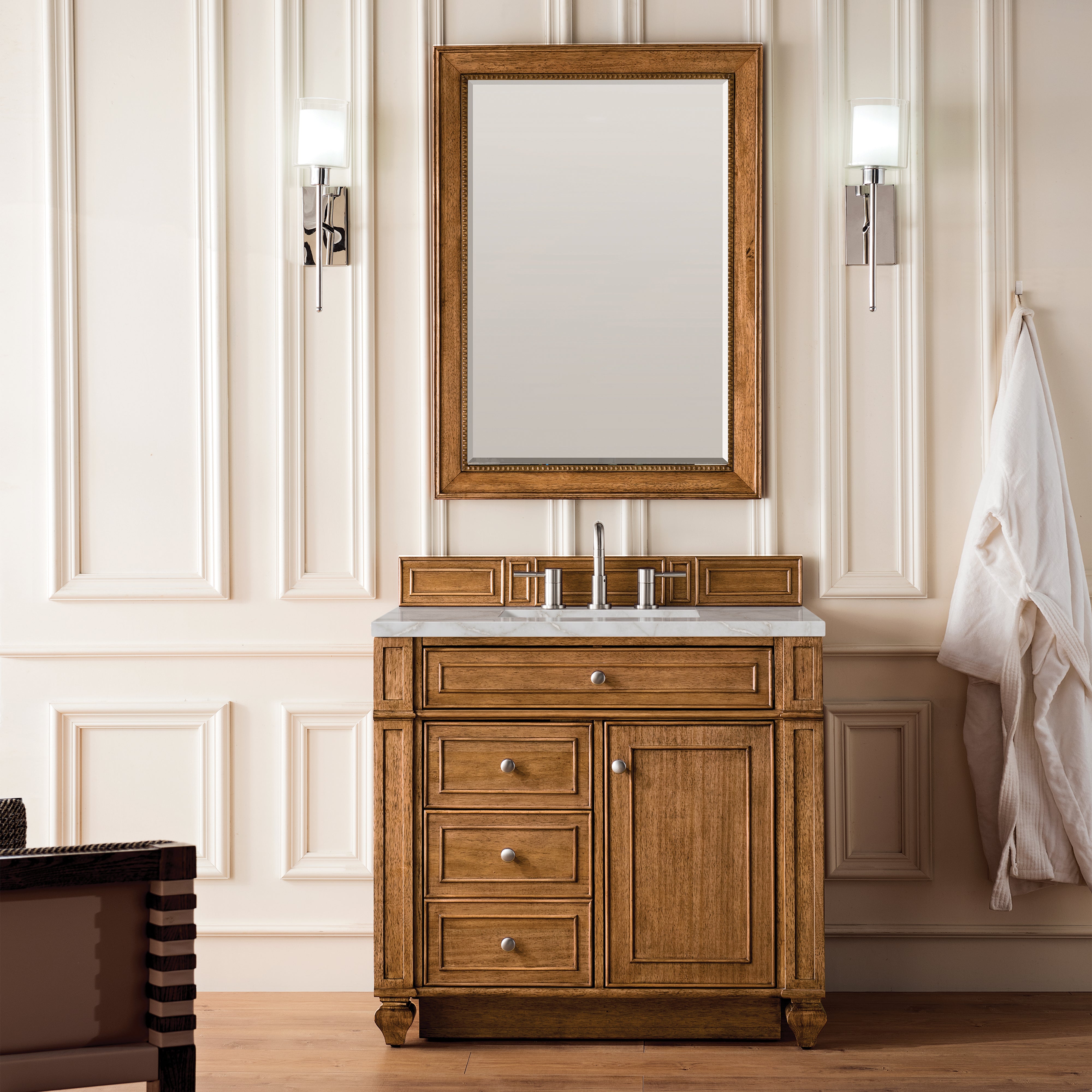 James Martin Bristol 36" Single Vanity in Saddle Brown with 3cm Countertop
