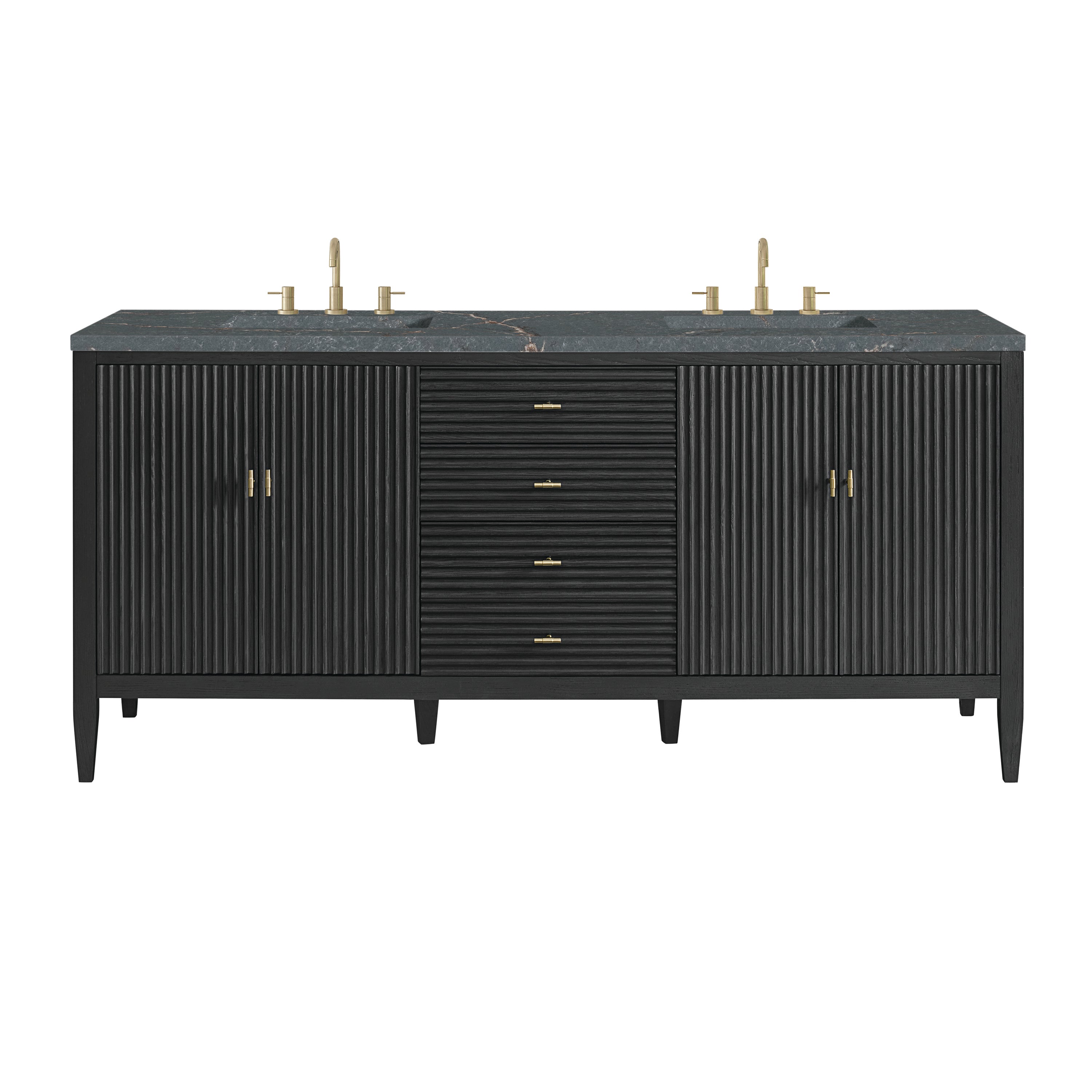 James Martin Myrrin 72" Double Vanity in Carbon Oak with 3cm Countertop and FreePower Wireless Charger