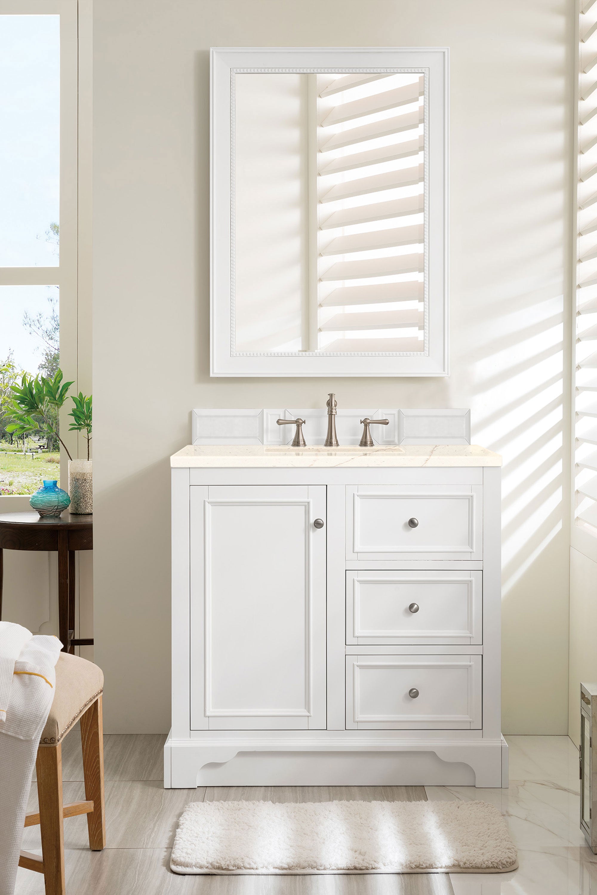 James Martin De Soto 36" Single Vanity in Bright White with 3cm Countertop