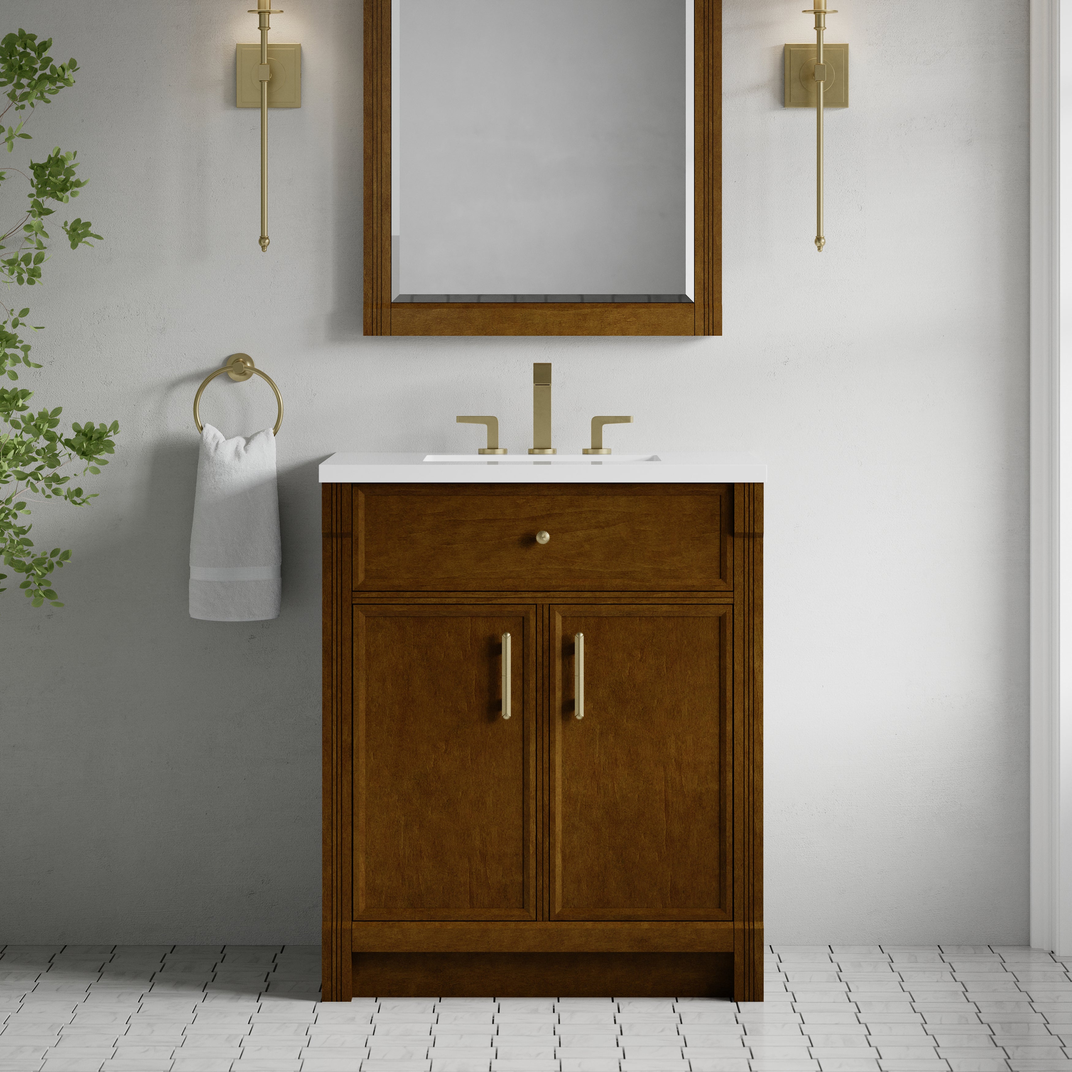 James Martin Bellshire 30" Single Vanity in Honey Oak with 3cm Countertop