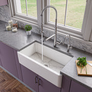 ALFI brand AB3318SB Smooth Apron Solid Thick Wall Fireclay Single Bowl Farm Sink