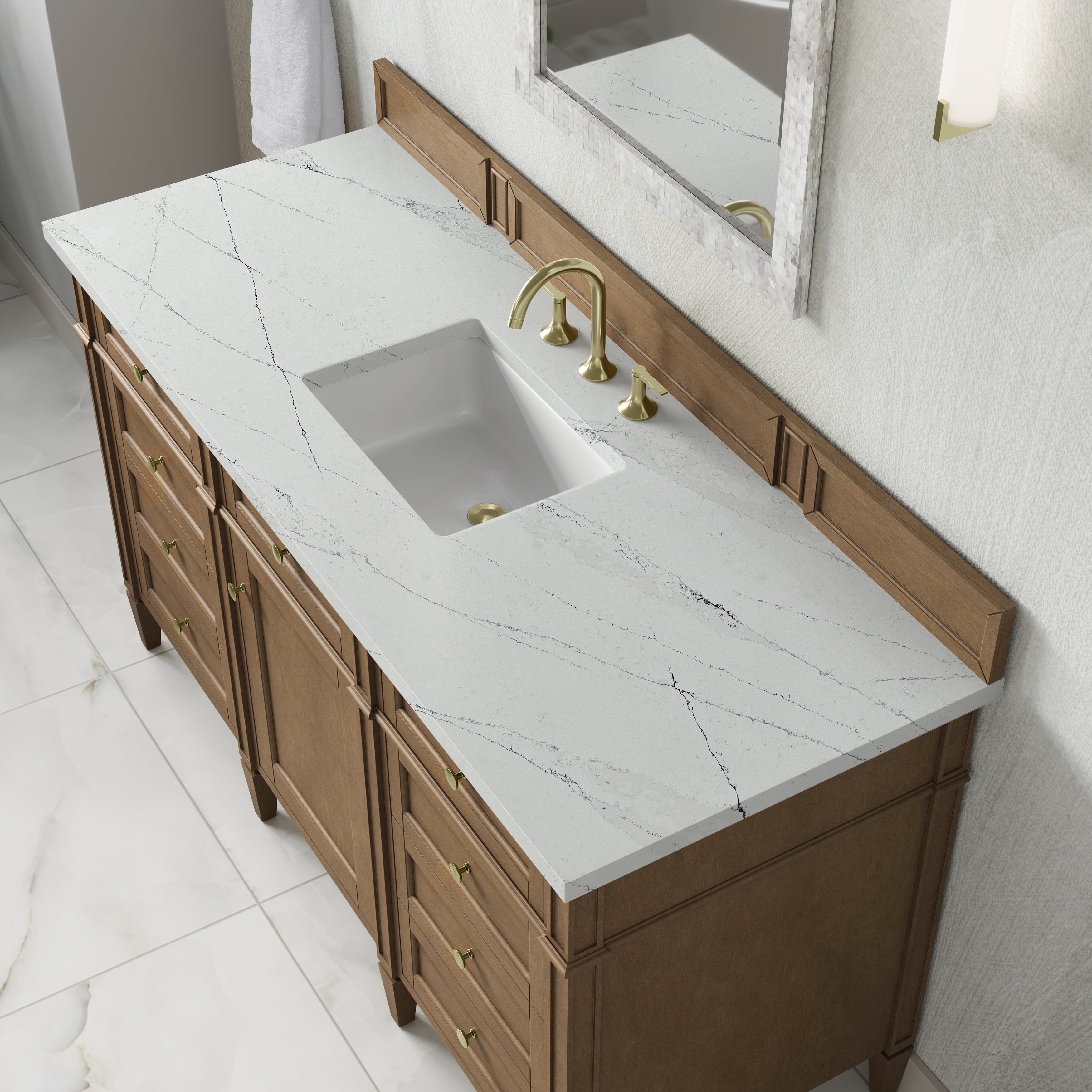 James Martin Brittany 60" Single Vanity in Pecan with 3cm Countertop