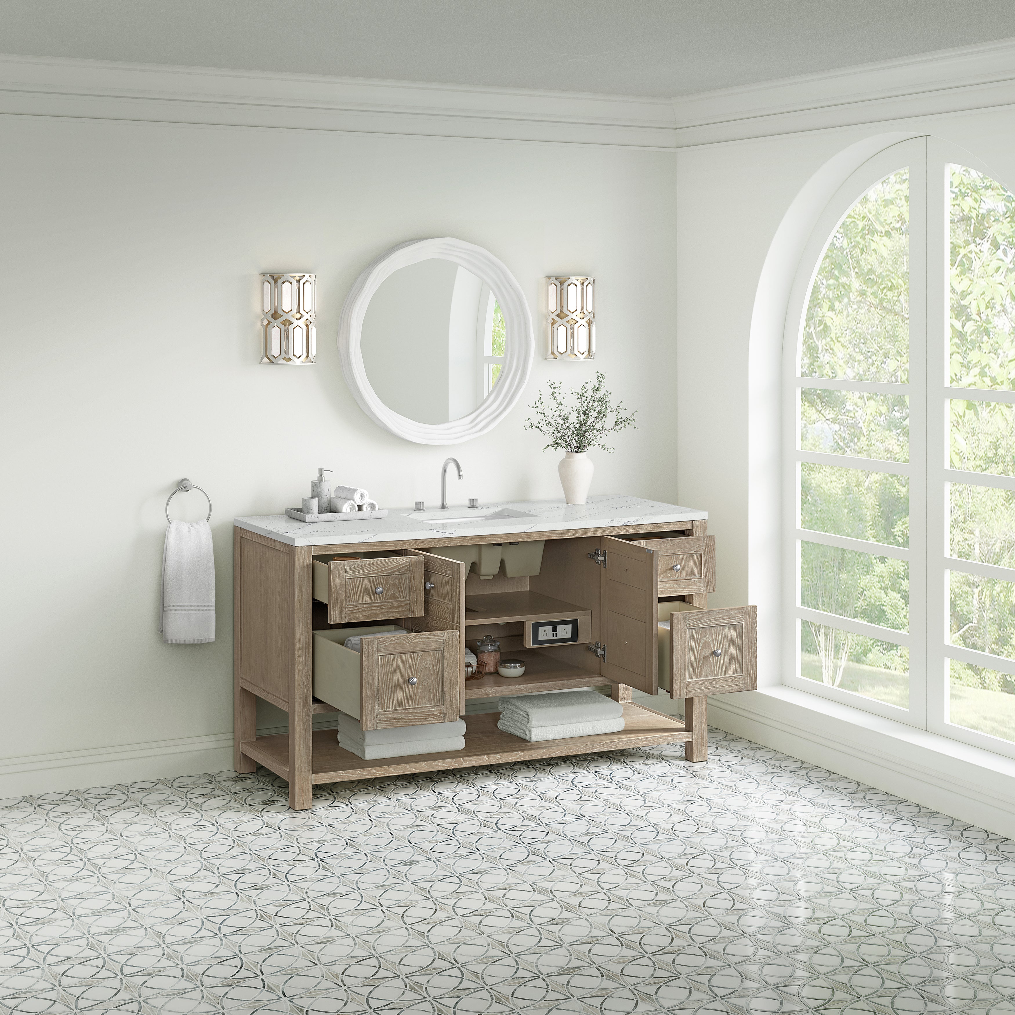 James Martin Breckenridge 60" Single Vanity in Whitewashed Oak with 3cm Countertop