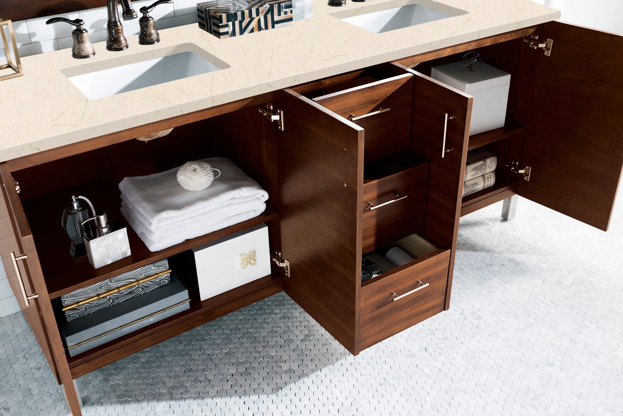 James Martin Metropolitan 72" Double Vanity in American Walnut with 3cm Countertop
