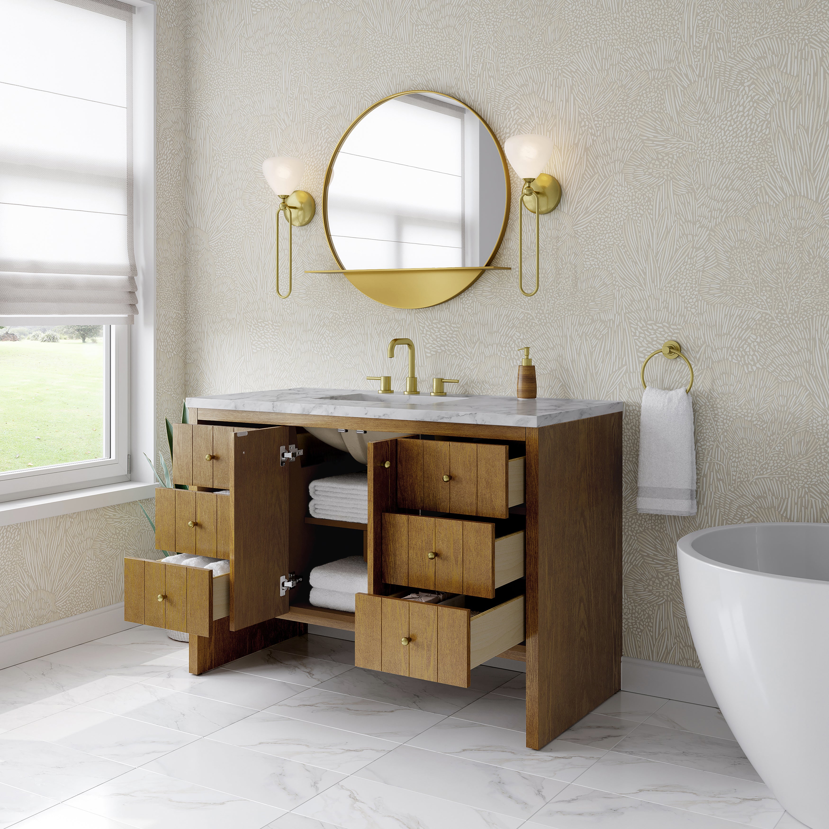 James Martin Hudson 48" Single Vanity in Honey Oak with 3cm Countertop