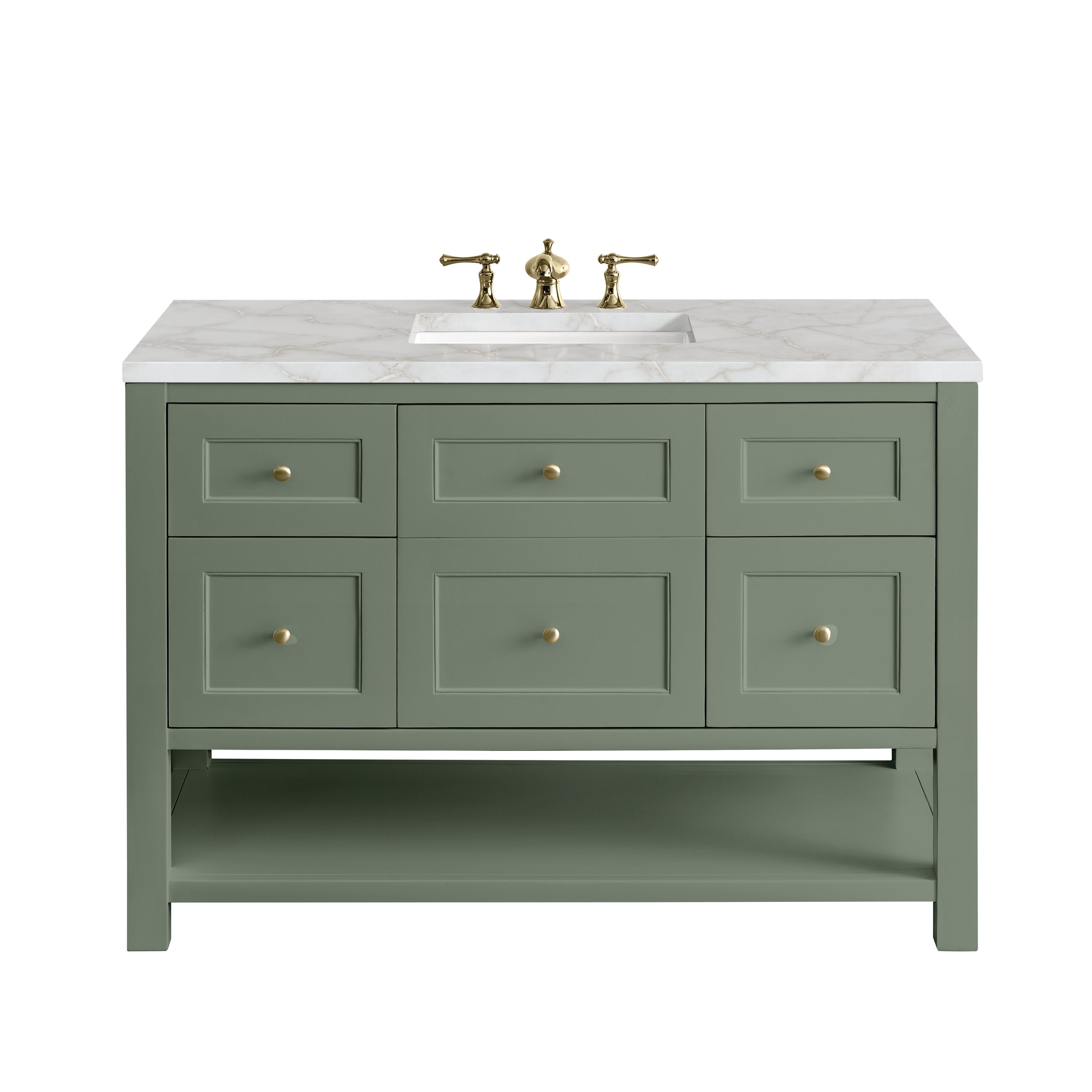 James Martin Breckenridge 48" Single Vanity in Smokey Celadon with 3cm Countertop and FreePower Wireless Charger