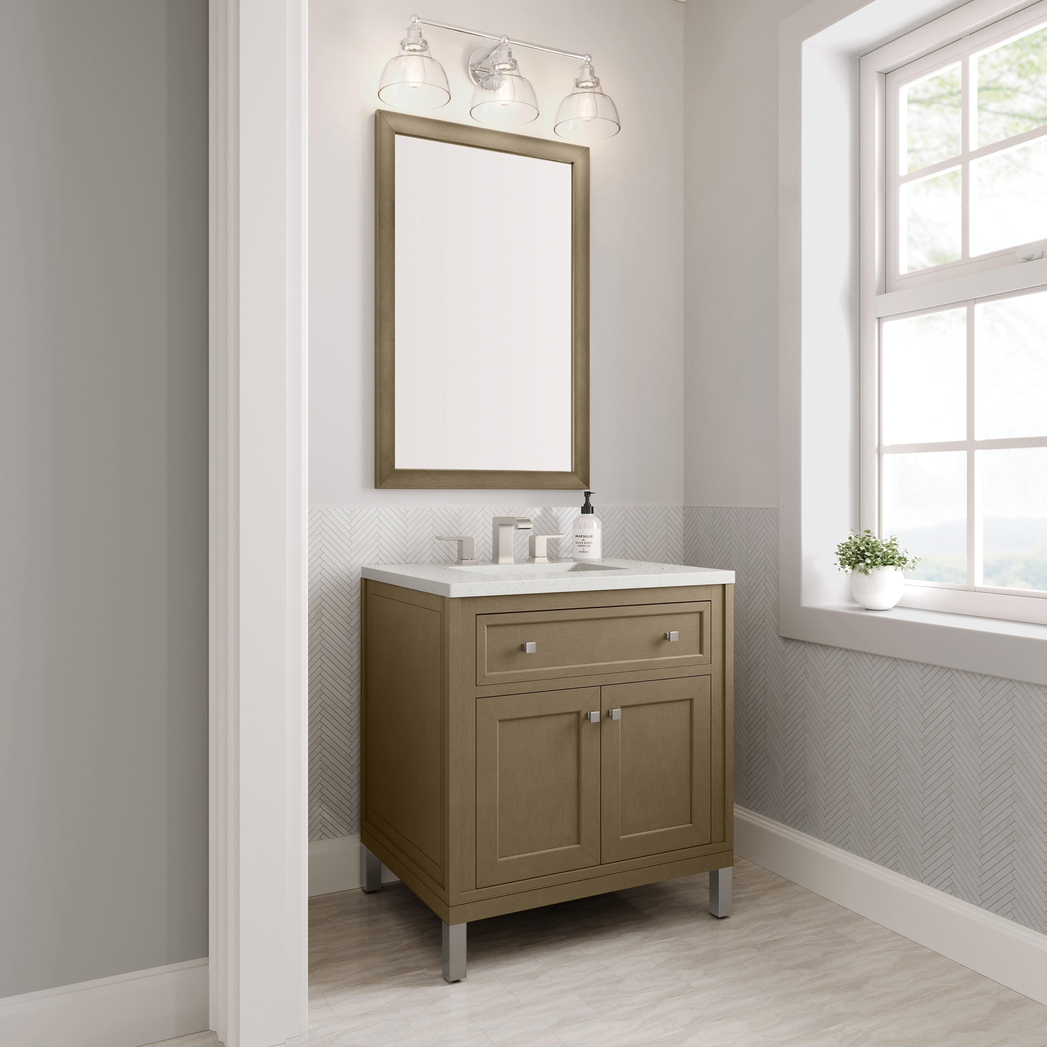 James Martin Chicago 30" Single Vanity in Walnut Whisper with 3cm Countertop