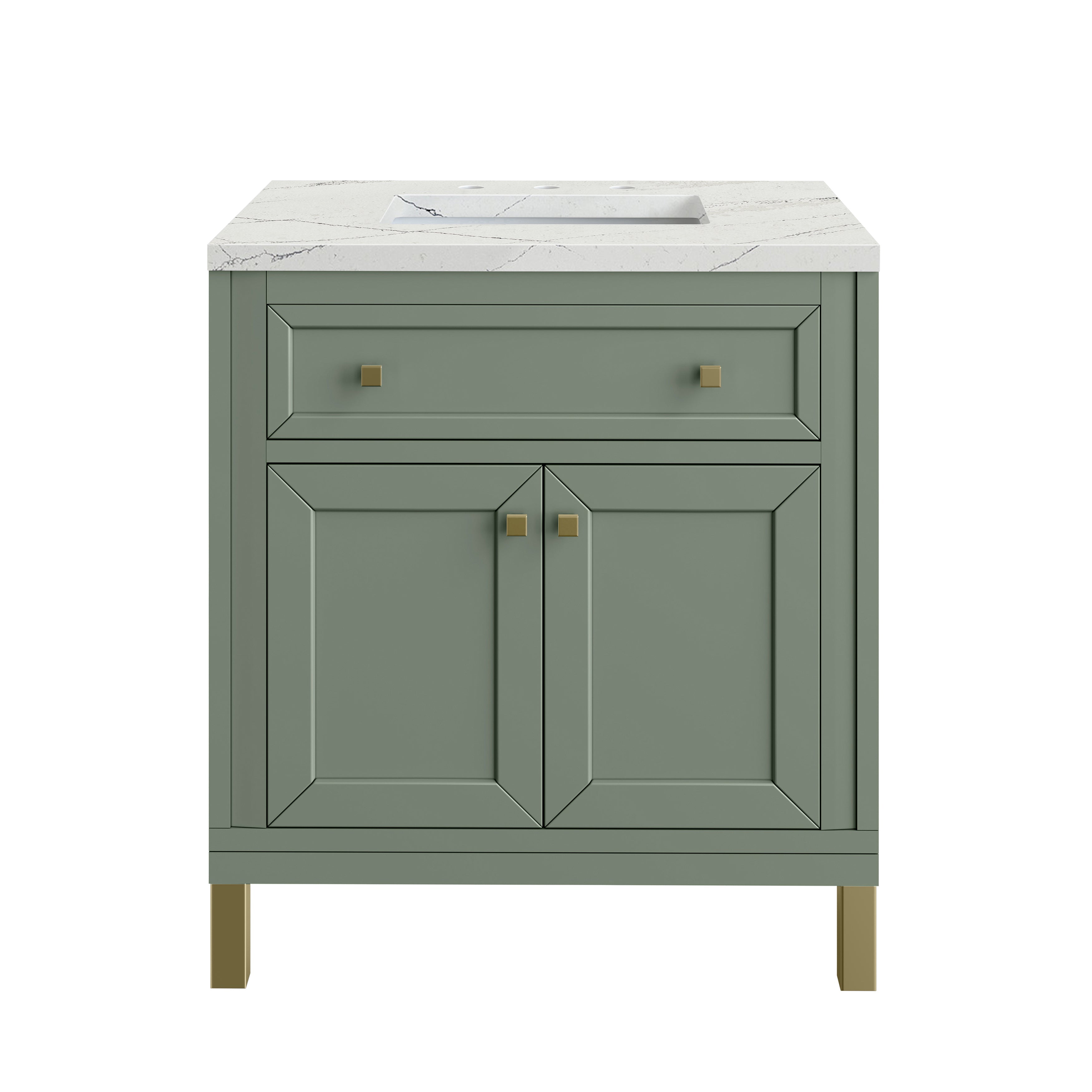 James Martin Chicago 30" Single Vanity in Smokey Celadon with 3cm Countertop