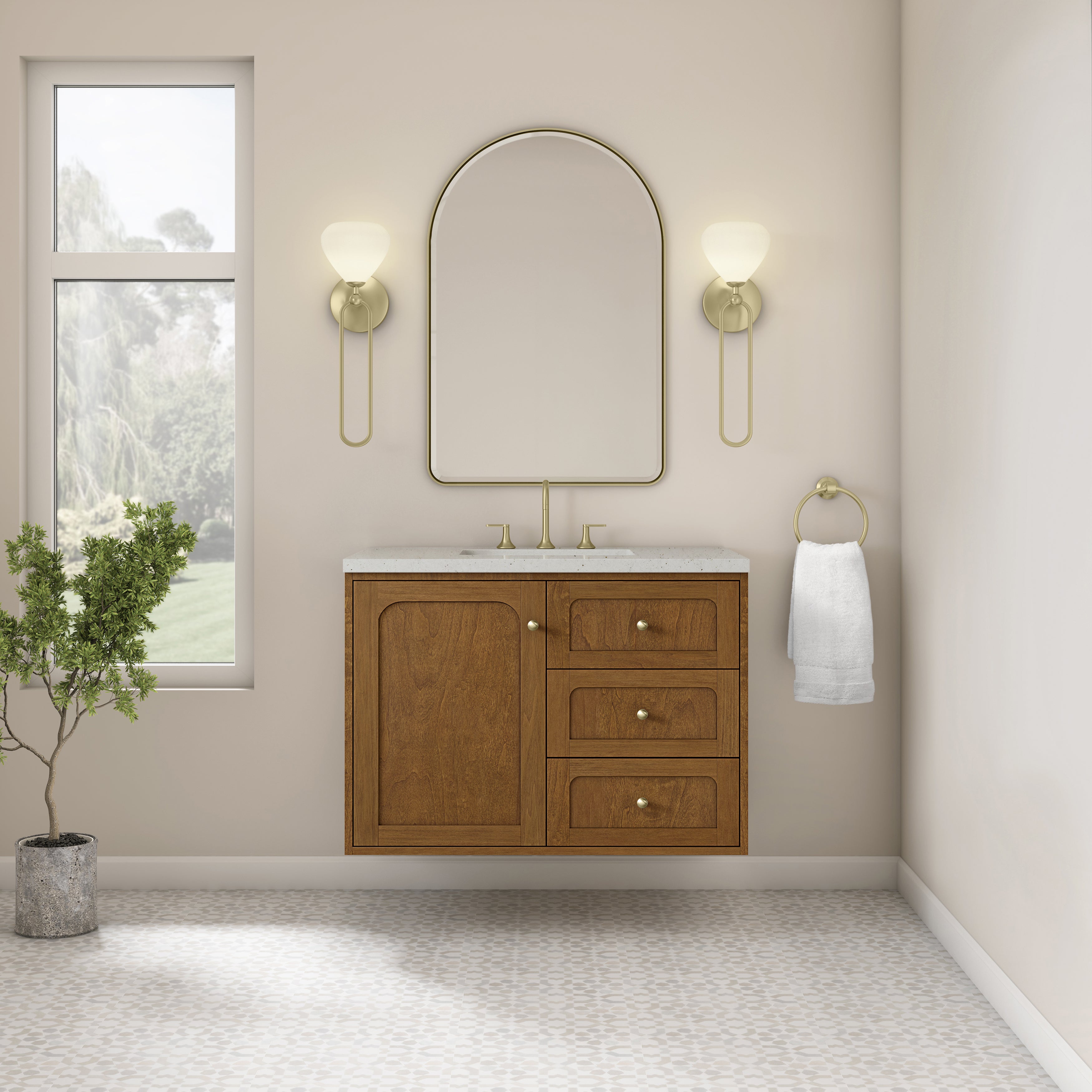 James Martin Laurent 36" Single Vanity in Honey Oak with 3cm Countertop