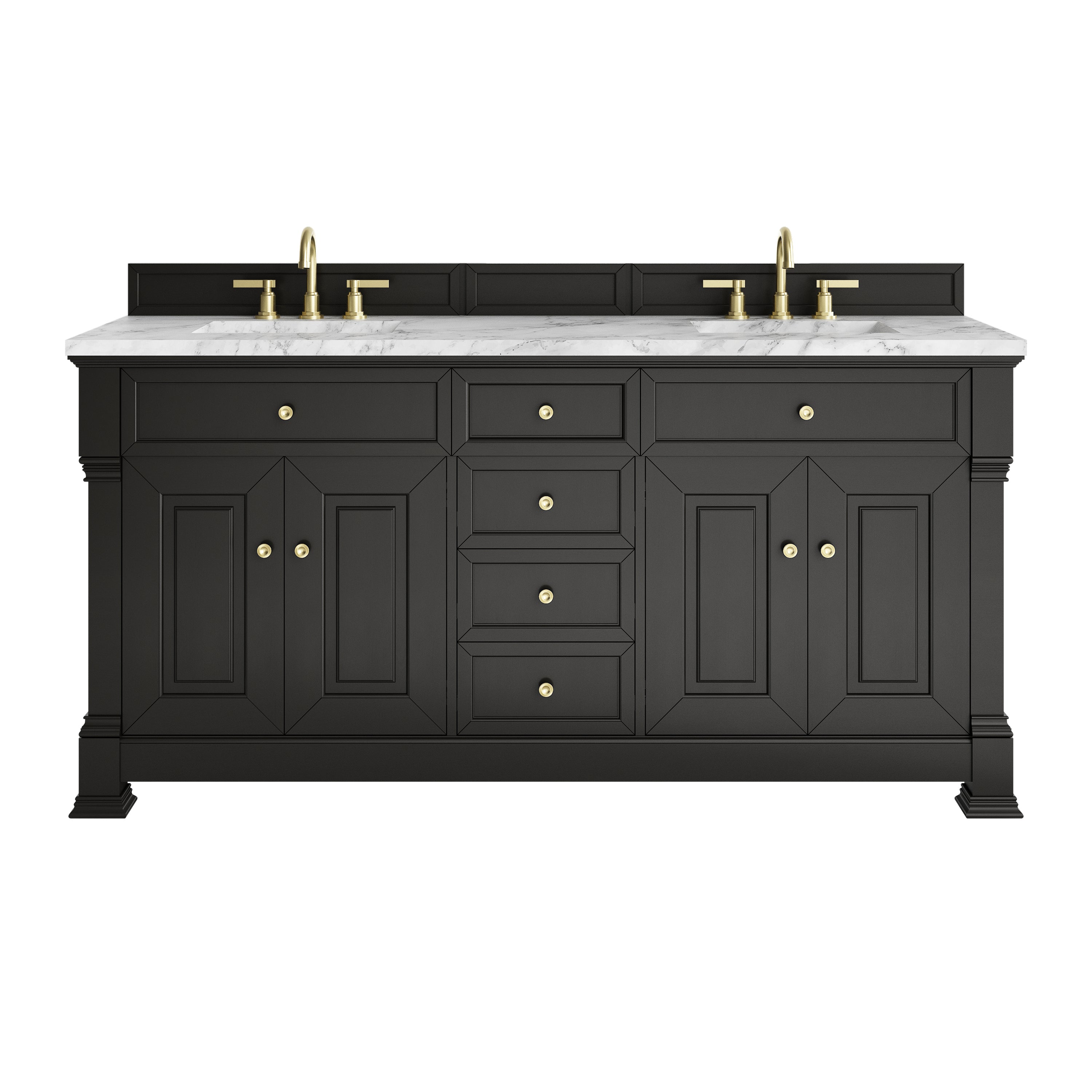 James Martin Brookfield 72" Double Vanity in Black Onyx with 3cm Countertop