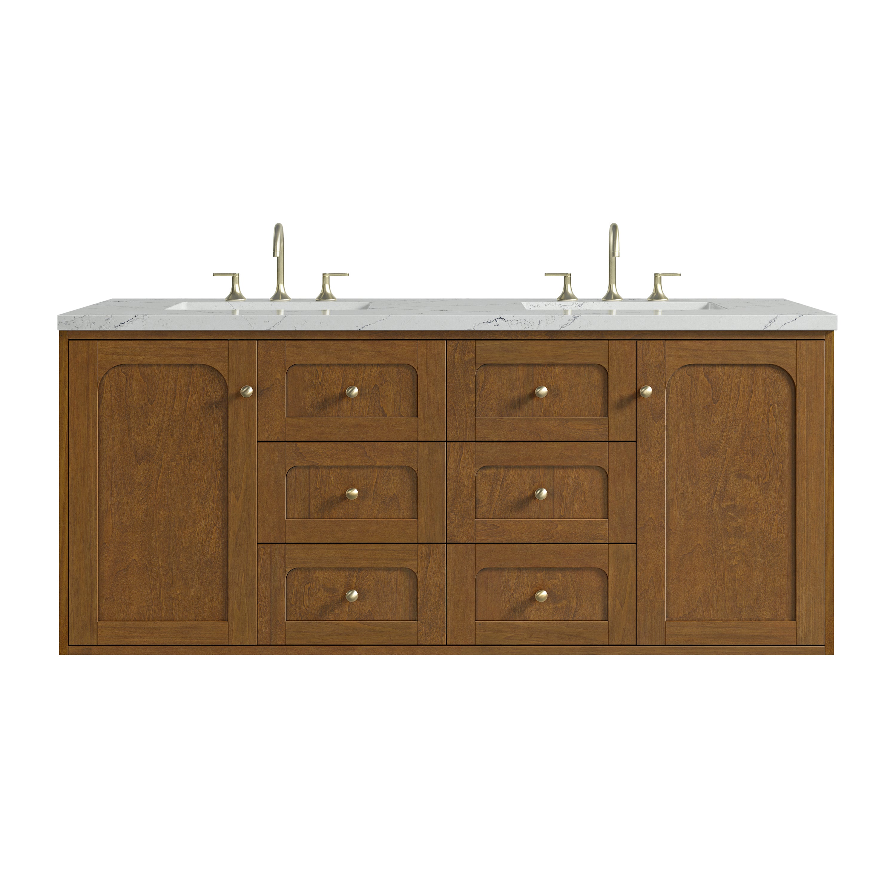 James Martin Laurent 60" Double Vanity in Honey Oak with 3cm Countertop and FreePower Wireless Charger