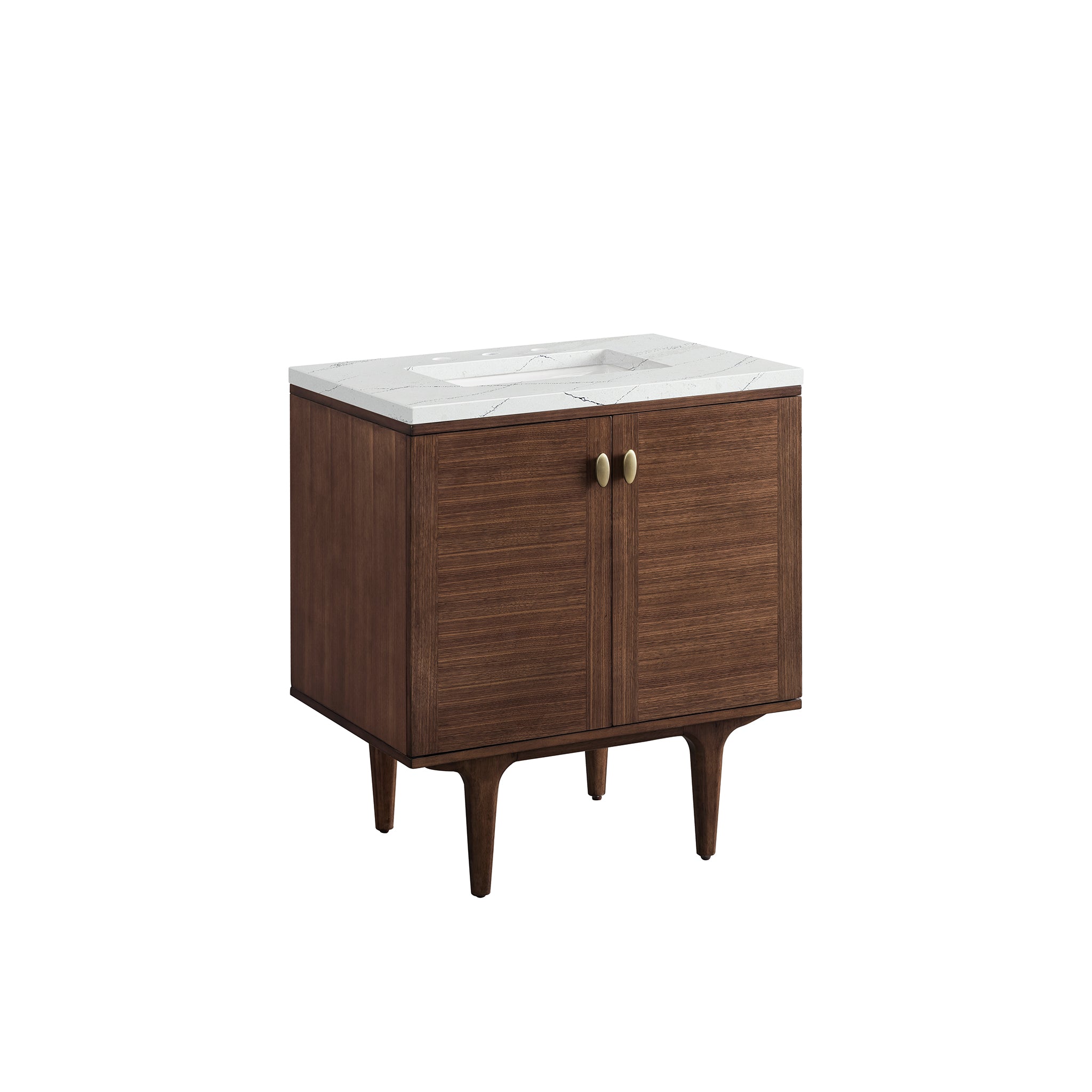 James Martin Amberly 30" Single Vanity in Mid-Century Walnut with 3cm Countertop