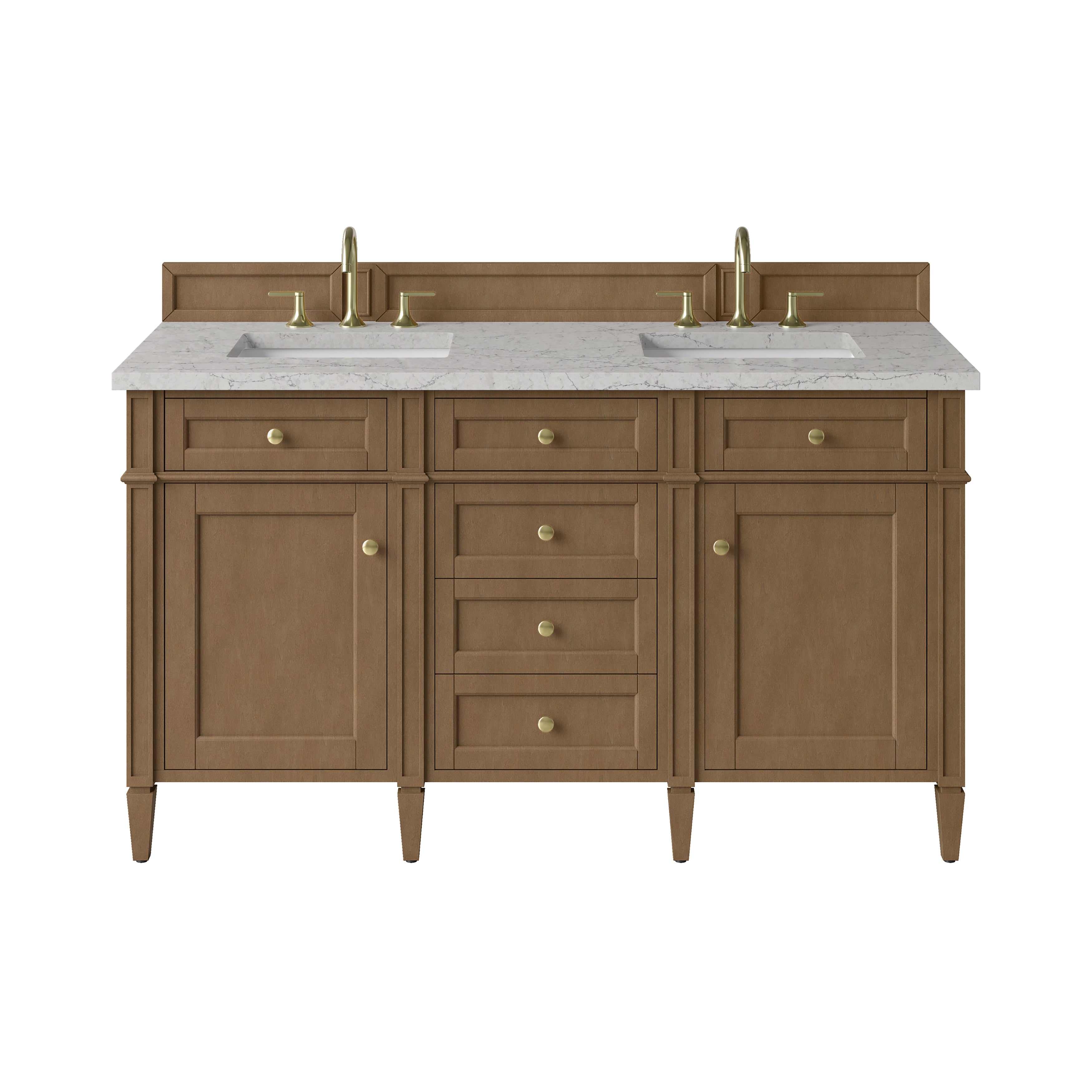 James Martin Brittany 60" Double Vanity in Pecan with 3cm Countertop