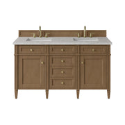James Martin Brittany 60" Double Vanity in Pecan with 3cm Countertop and FreePower Wireless Charger