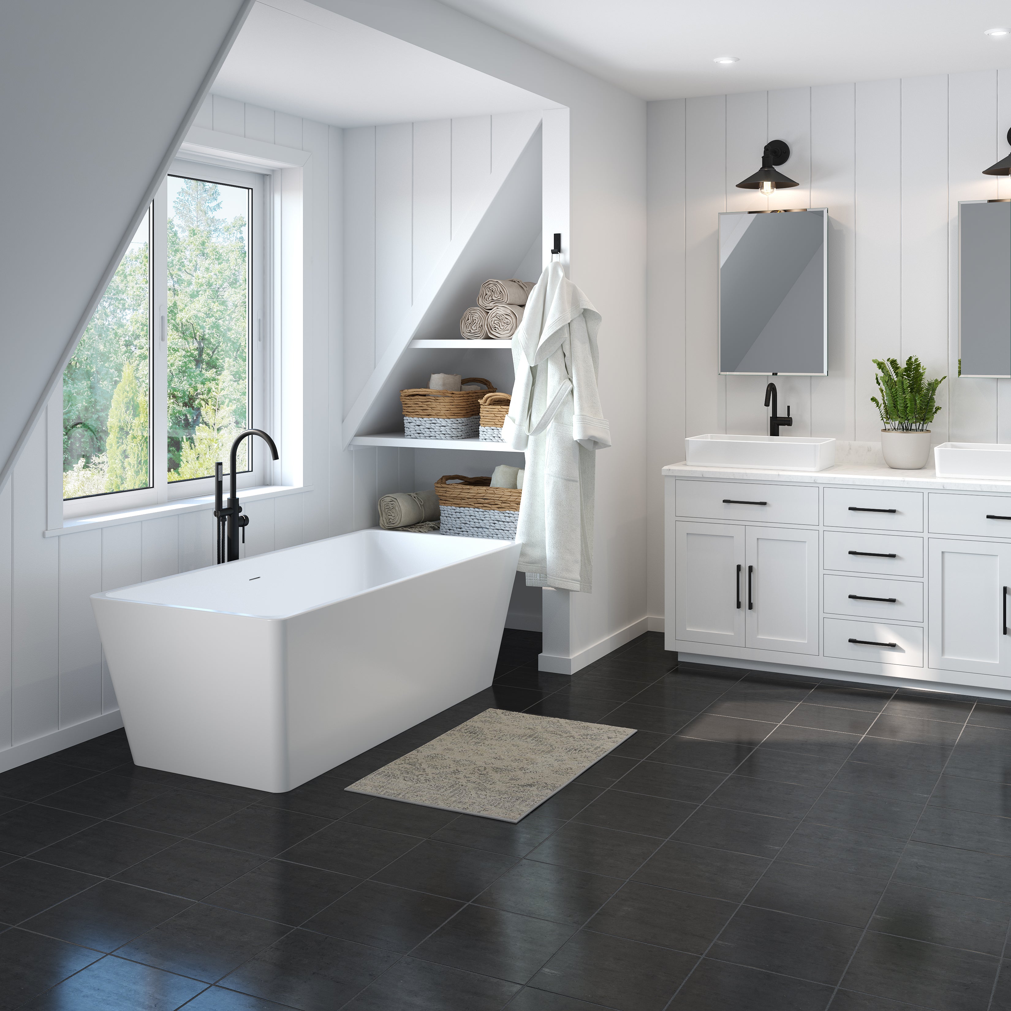 Maax Nakuru 67 x 31 Acrylic Freestanding Rectangular Center Drain Bathtub