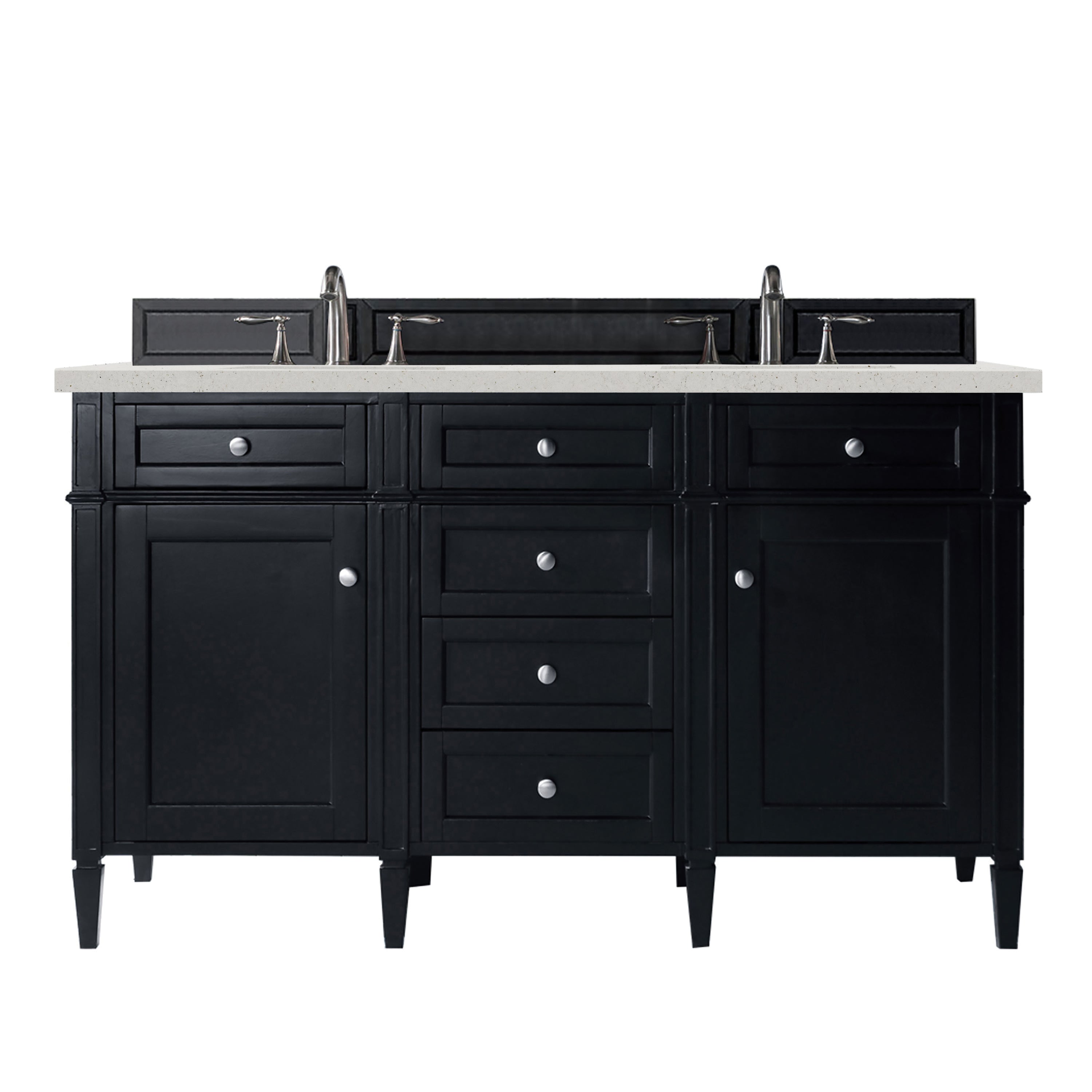 James Martin Brittany 60" Double Vanity in Black Onyx with 3cm Countertop