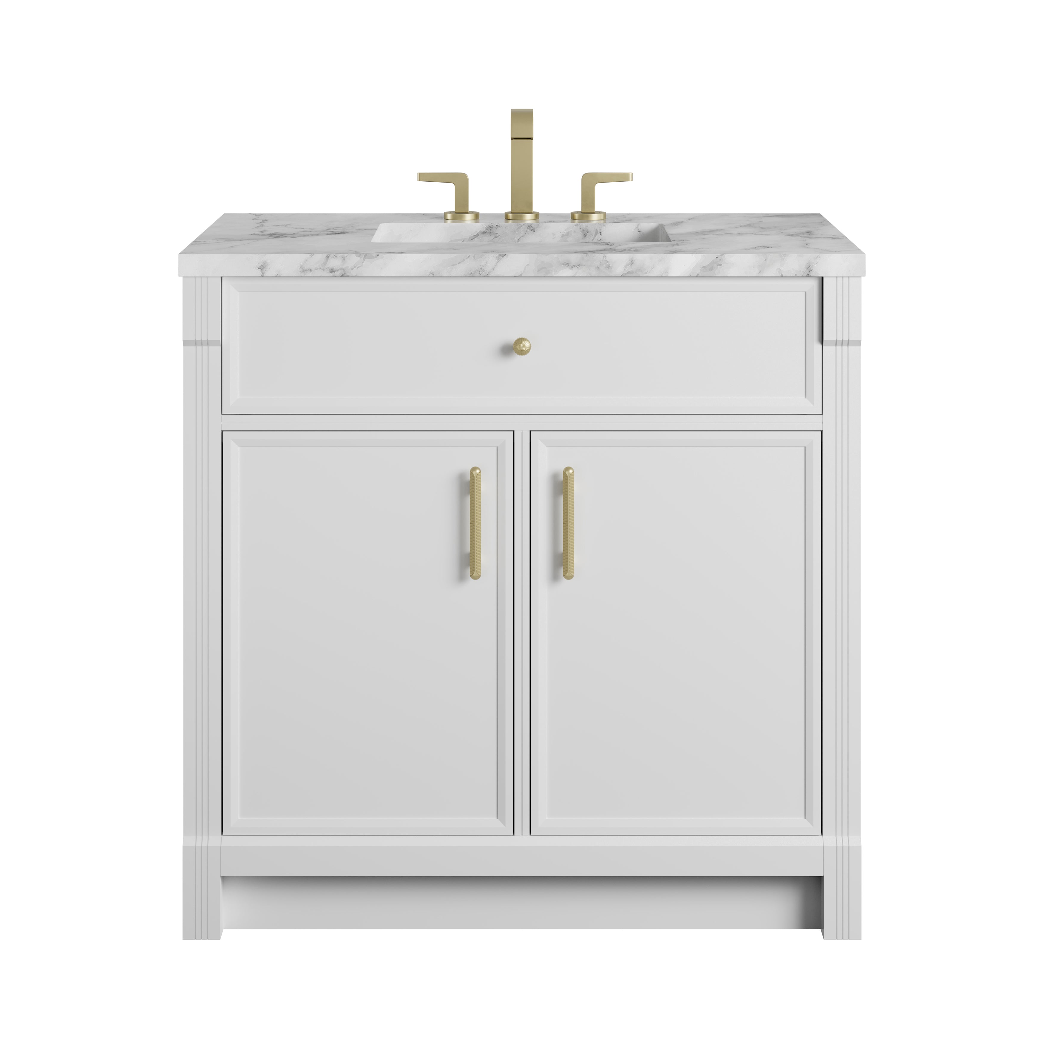 James Martin Bellshire 36" Single Vanity in Bright White with 3cm Countertop