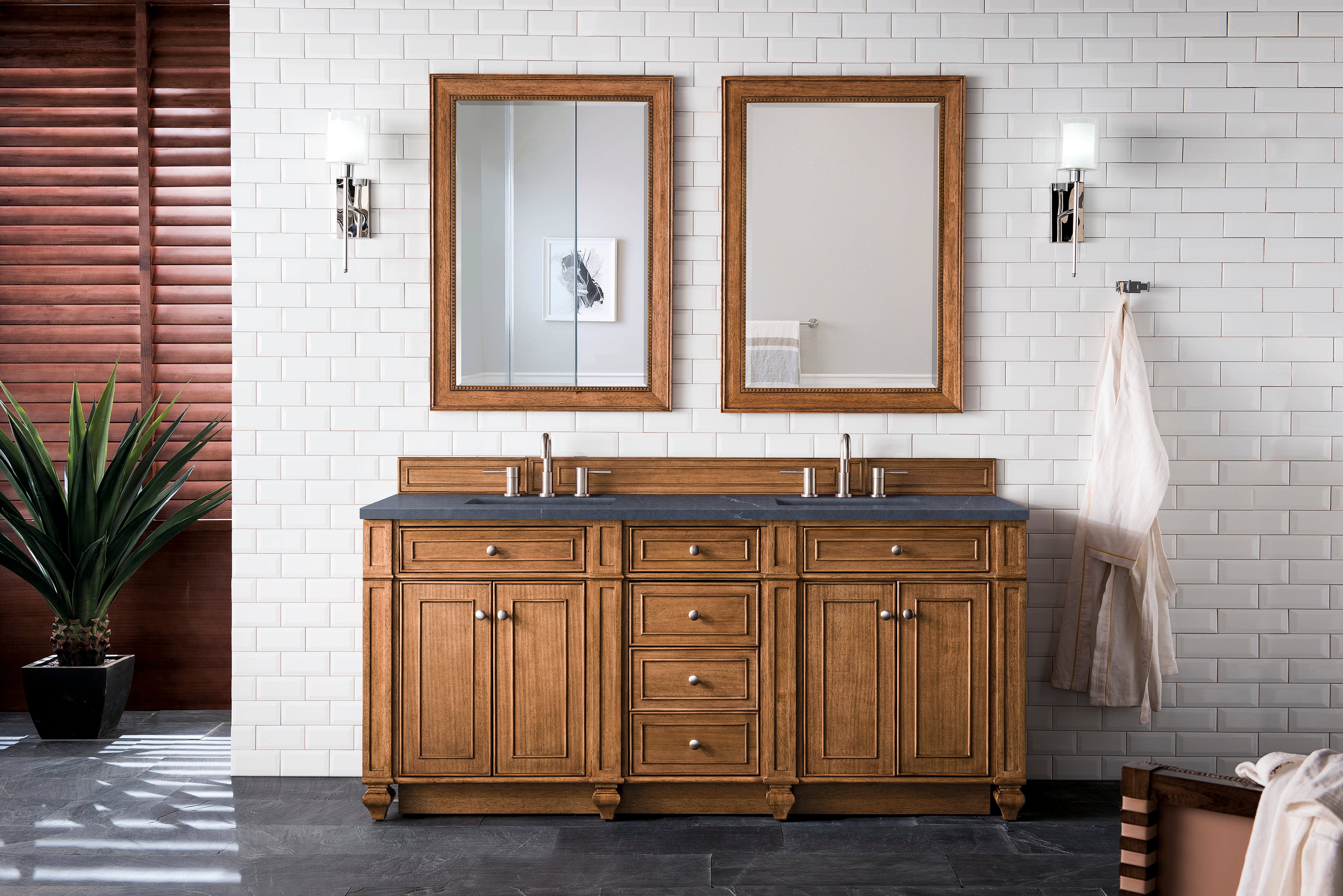 James Martin Bristol 72" Double Vanity in Saddle Brown with 3cm Countertop
