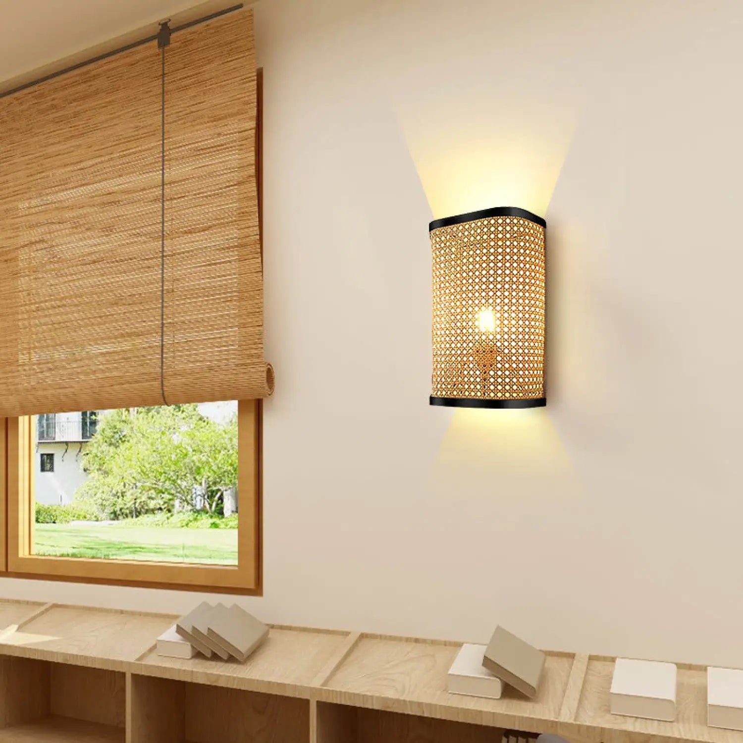 Natural Rattan Wall Lamps for Bedside, Aisle & Living Room Lighting