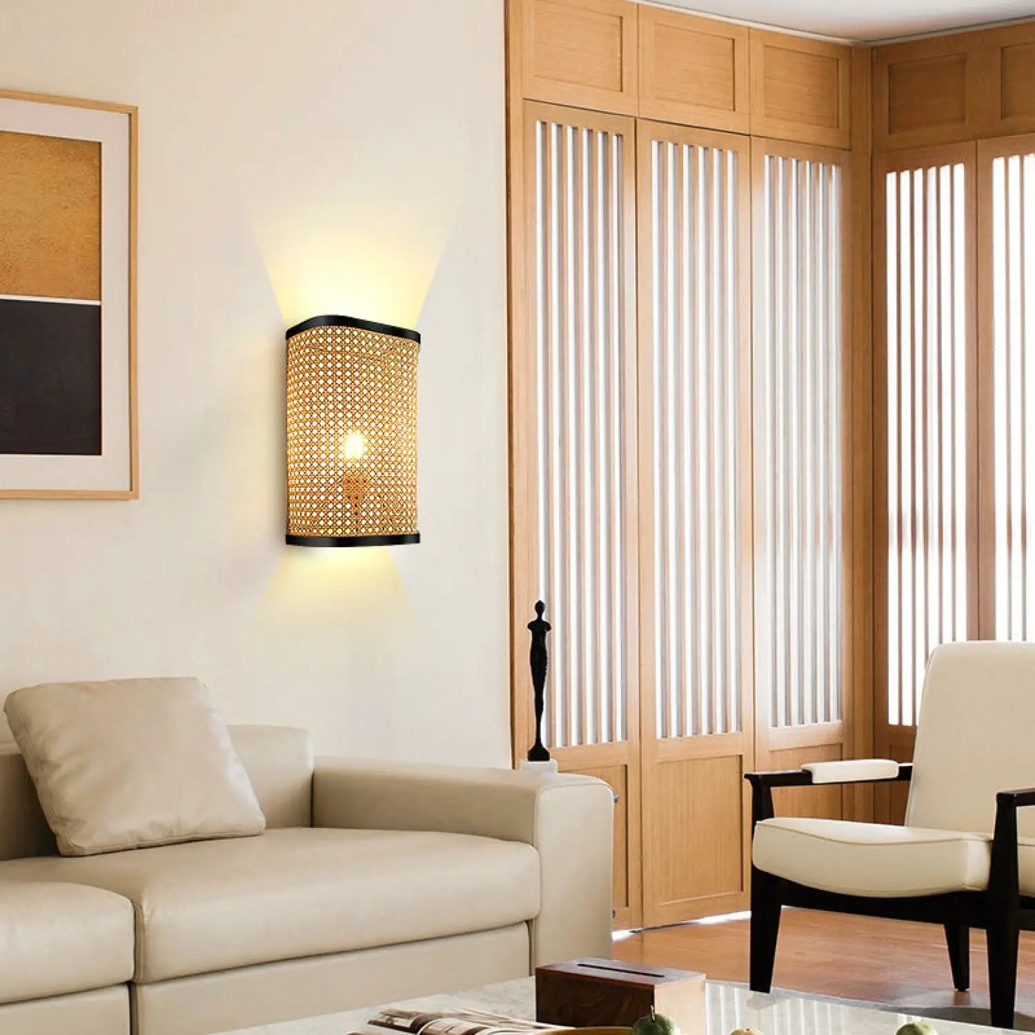 Natural Rattan Wall Lamps for Bedside, Aisle & Living Room Lighting