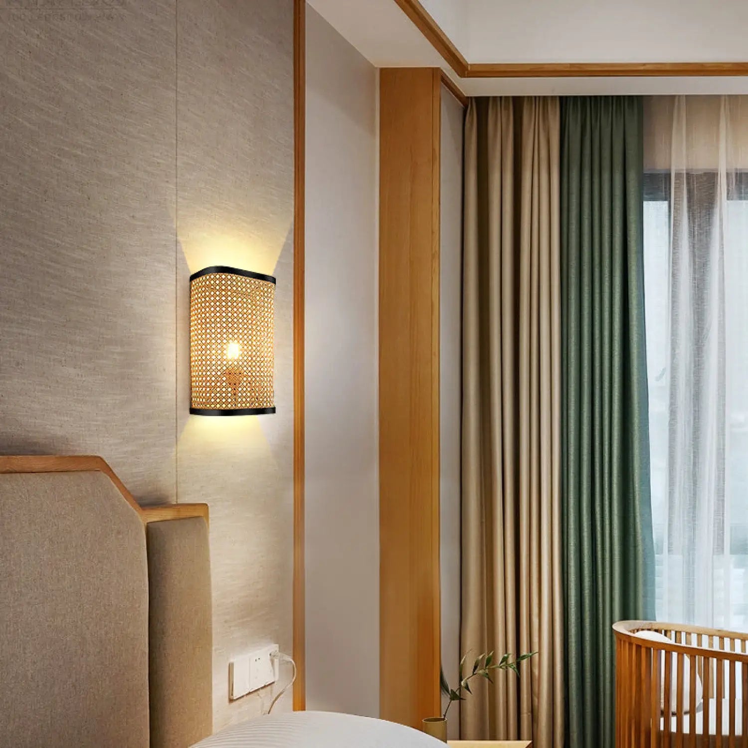 Natural Rattan Wall Lamps for Bedside, Aisle & Living Room Lighting