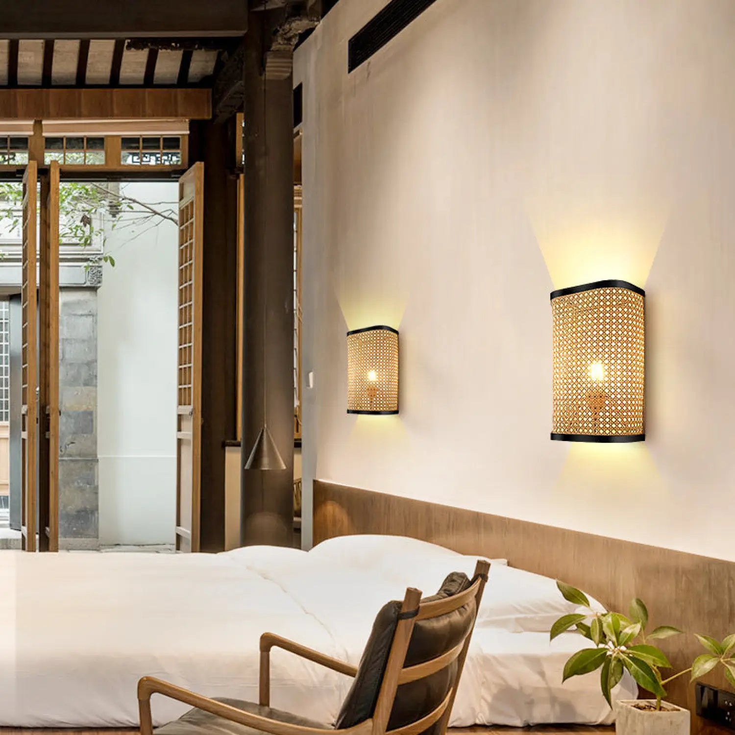 Natural Rattan Wall Lamps for Bedside, Aisle & Living Room Lighting