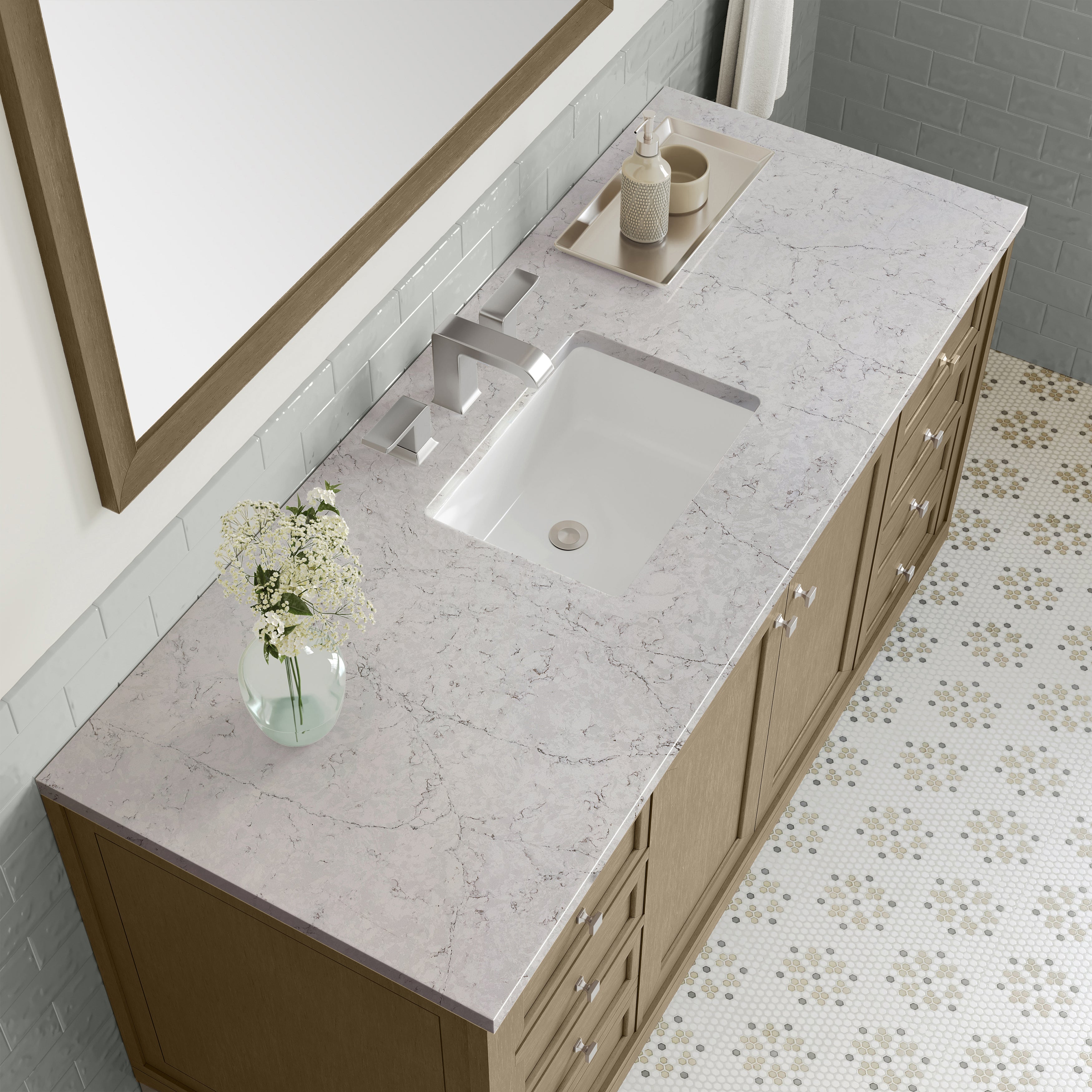 James Martin Chicago 60" Single Vanity in Walnut Whisper with 3cm Countertop