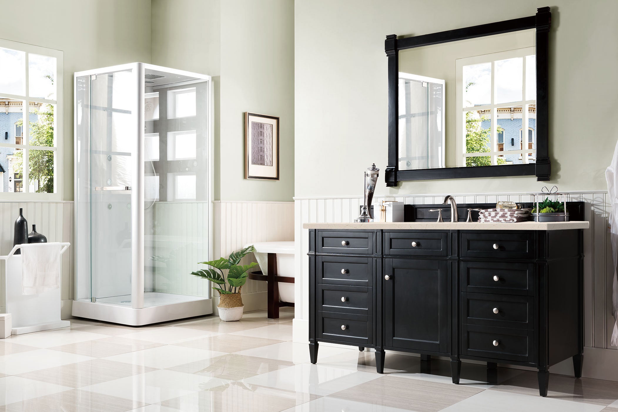 James Martin Brittany 60" Single Vanity in Black Onyx with 3cm Countertop
