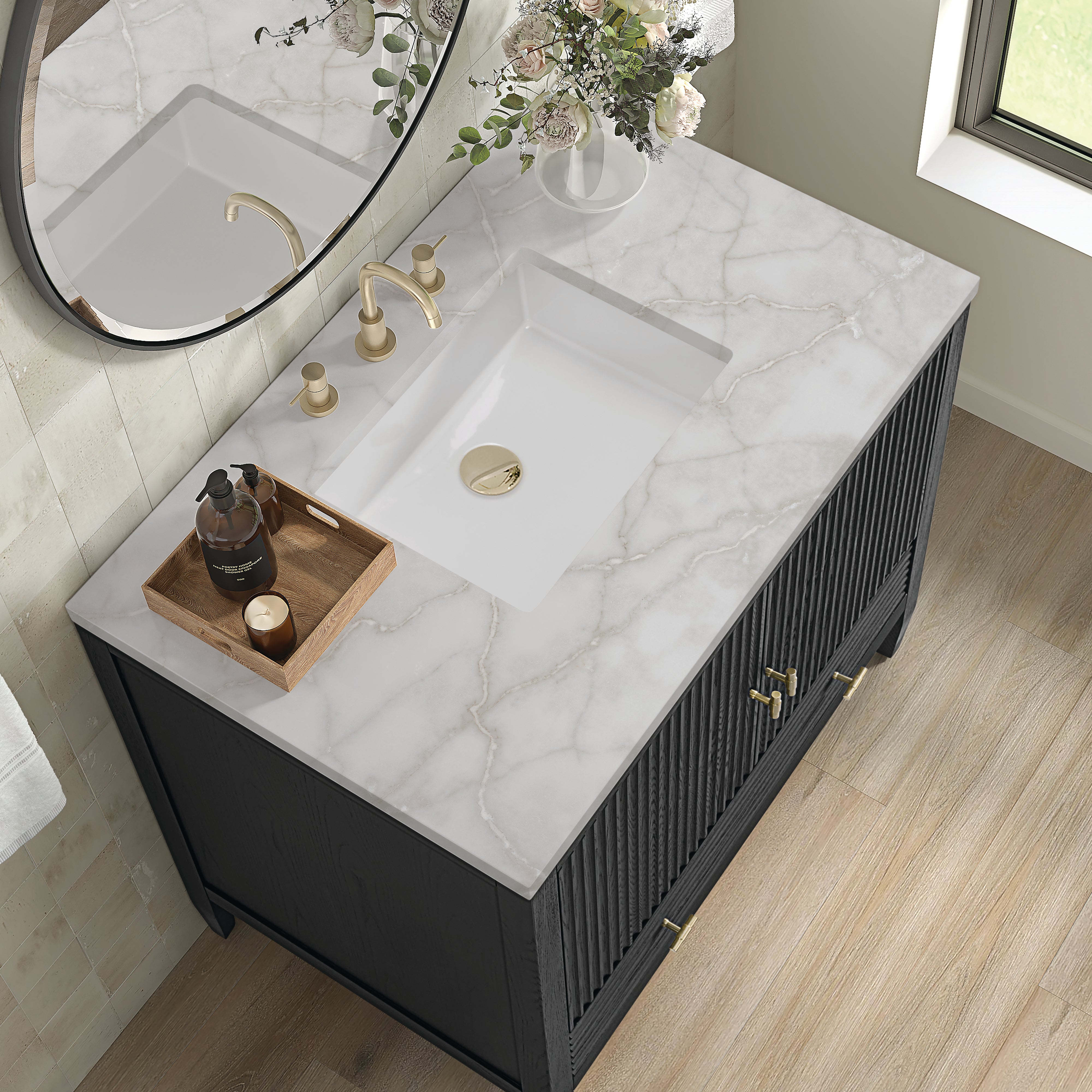 James Martin Myrrin 36" Vanity in Carbon Oak with 3cm Countertop