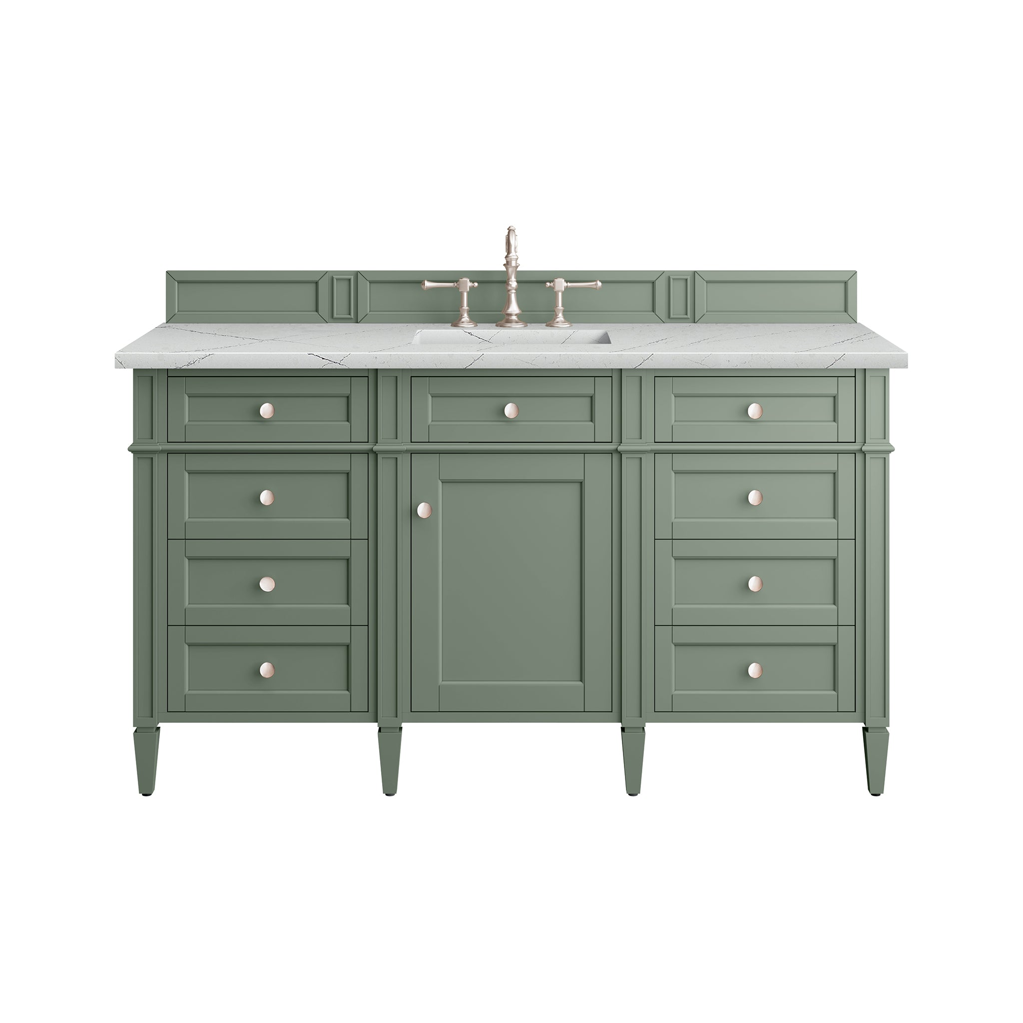 James Martin Brittany 60" Single Vanity in Smokey Celadon with 3cm Countertop