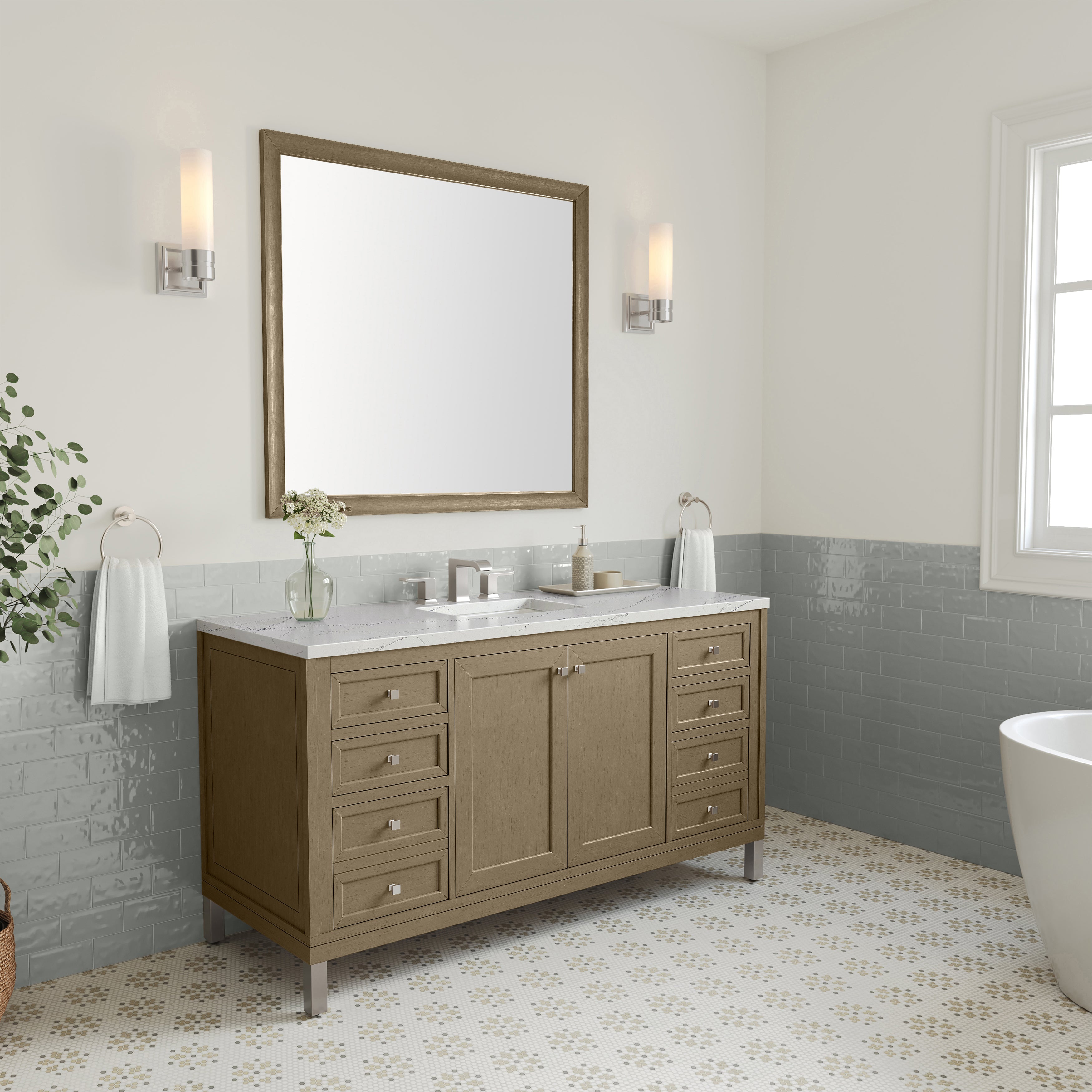 James Martin Chicago 60" Single Vanity in Walnut Whisper with 3cm Countertop