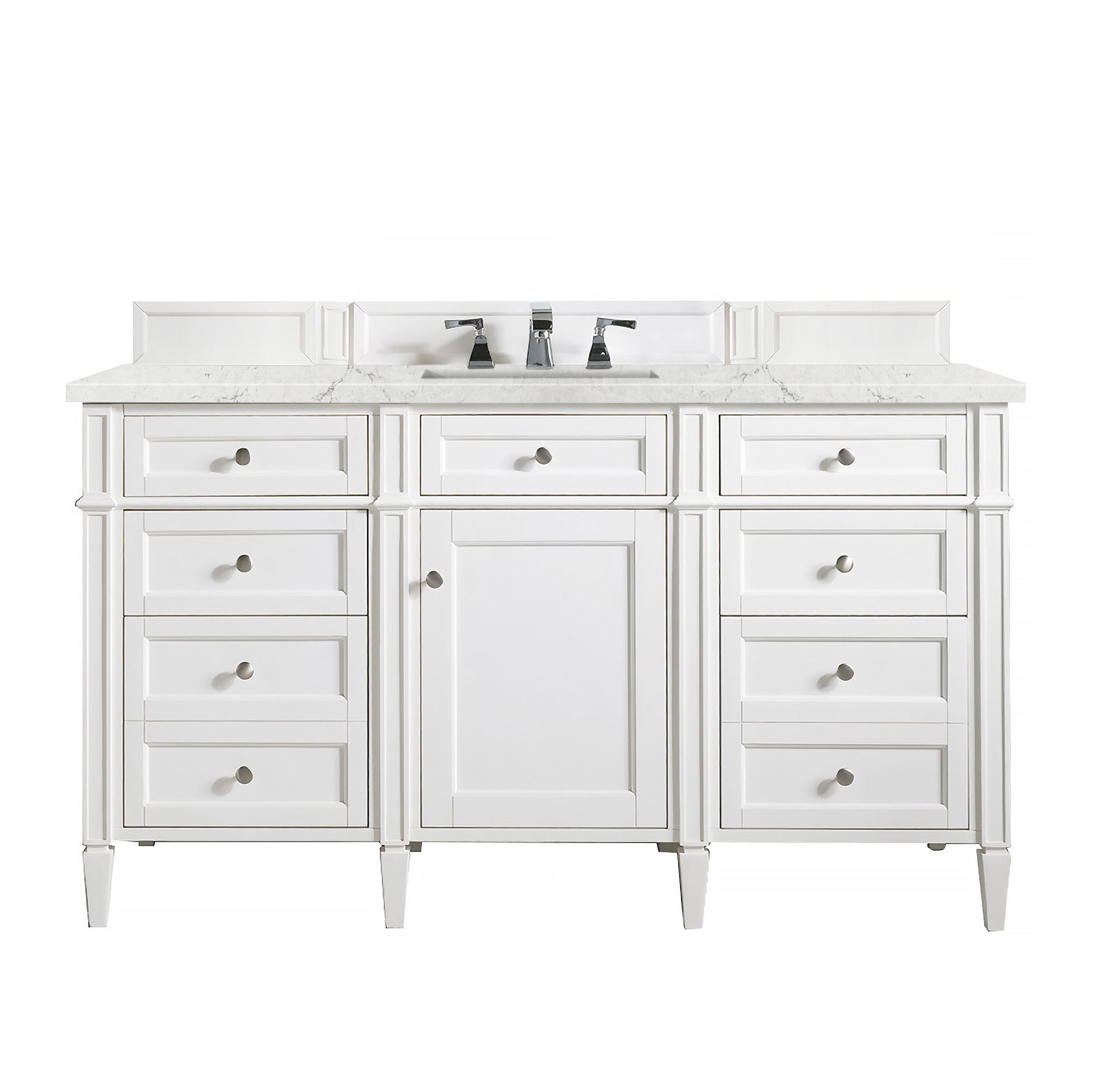 James Martin Brittany 60" Single Vanity in Bright White with 3cm Countertop and FreePower Wireless Charger
