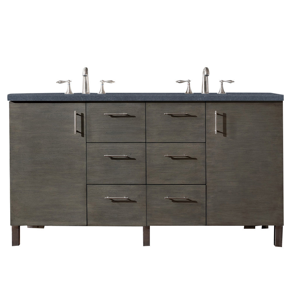James Martin Metropolitan 60" Double Vanity in Silver Oak with 3cm Countertop