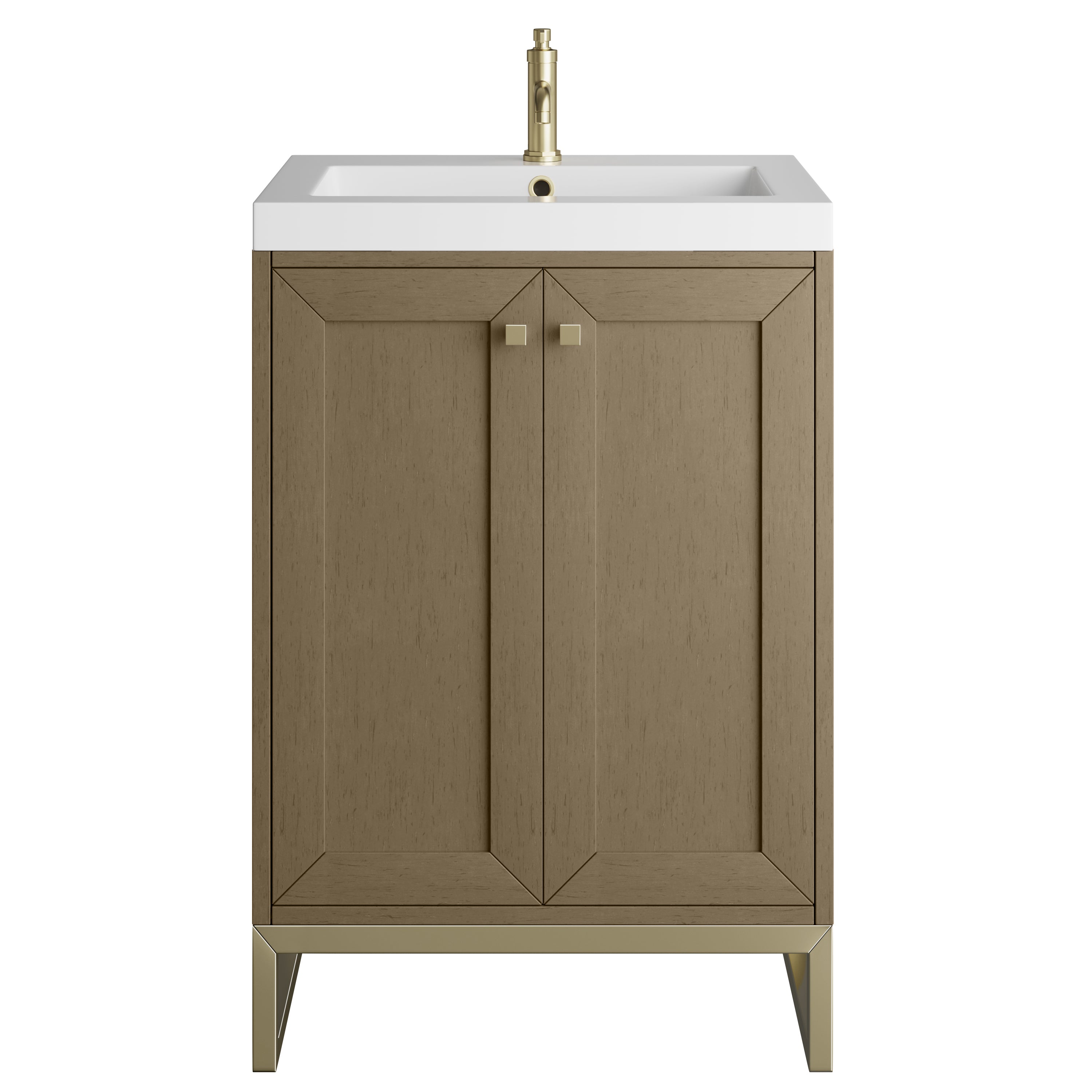 James Martin Chianti 24" Single Vanity in Glossy White with White Glossy Composite Stone Top