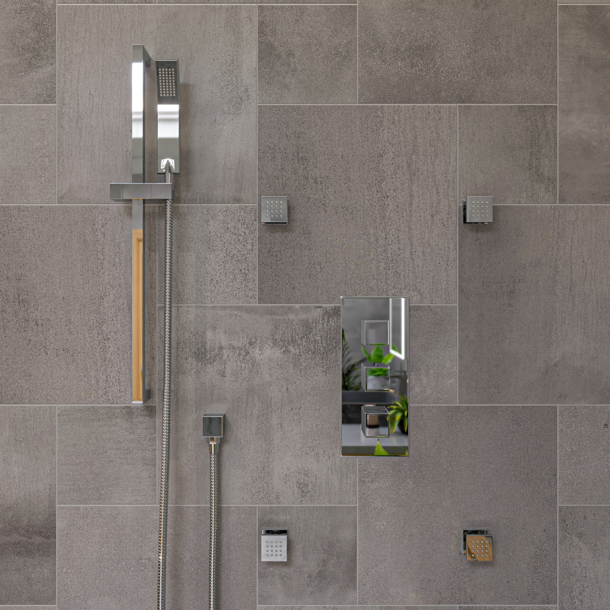 ALFI brand AB7606 Square Sliding Rail Hand Shower Set