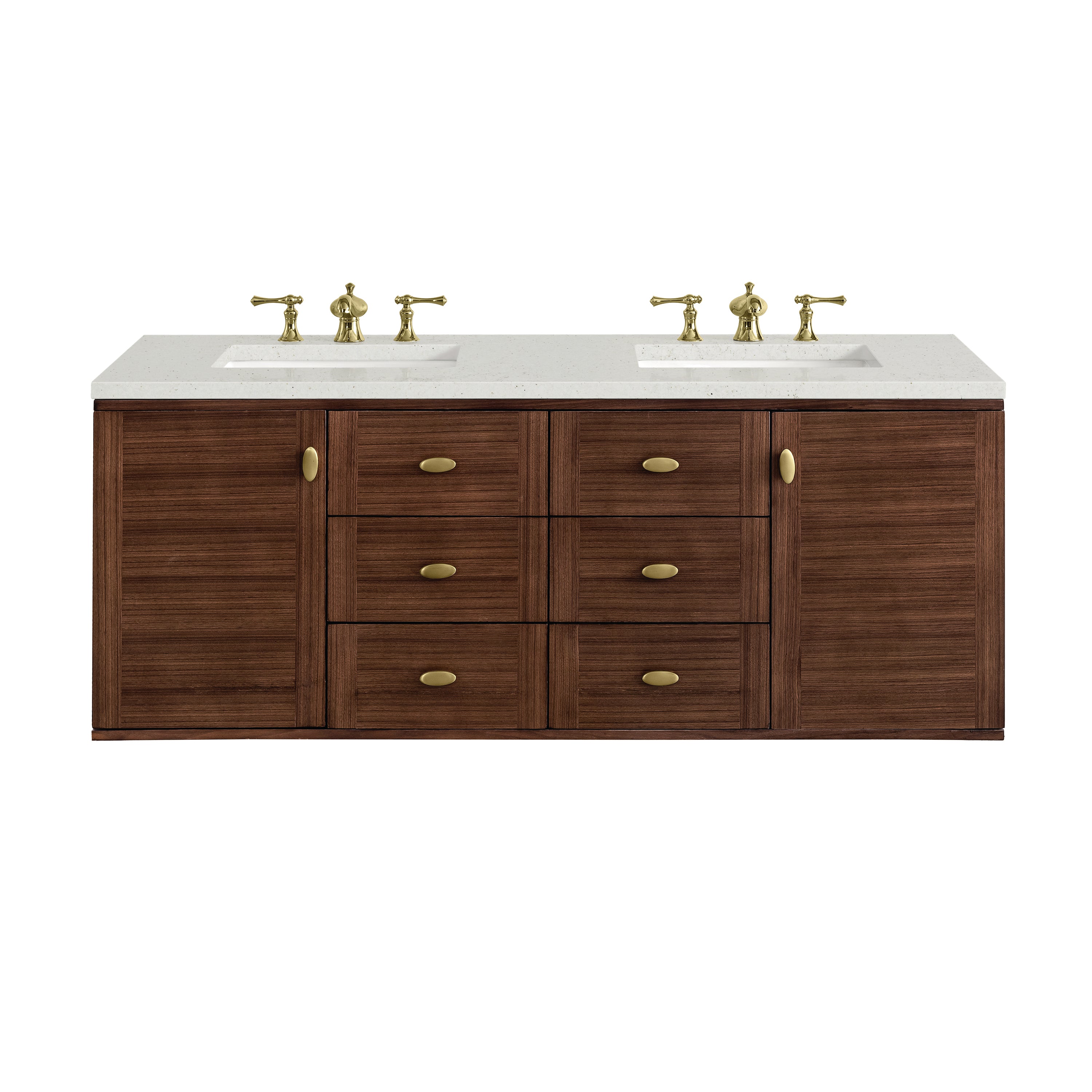 James Martin Amberly 60" Double Vanity in Mid-Century Walnut with 3cm Countertop