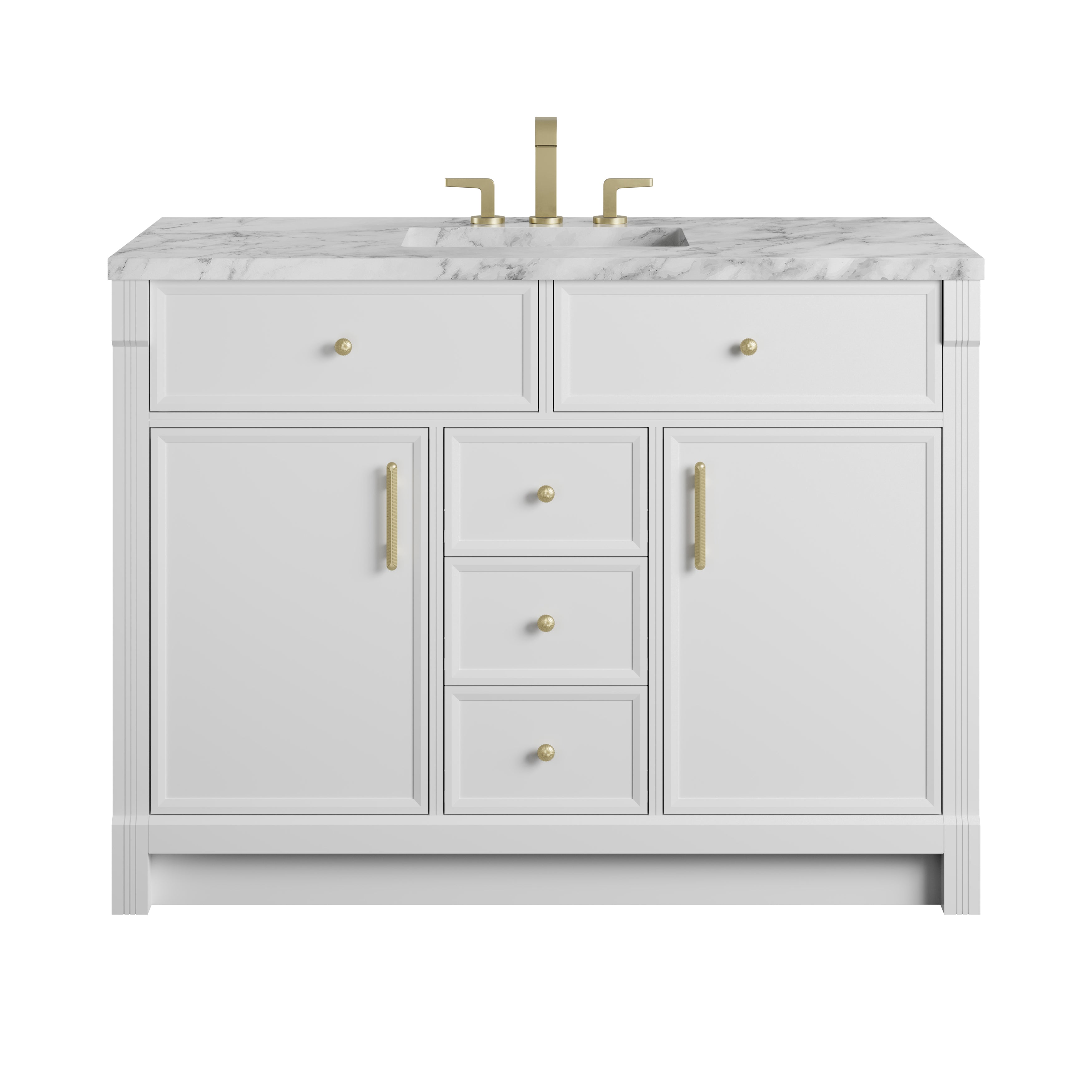 James Martin Bellshire 48" Single Vanity in Bright White with 3cm Countertop