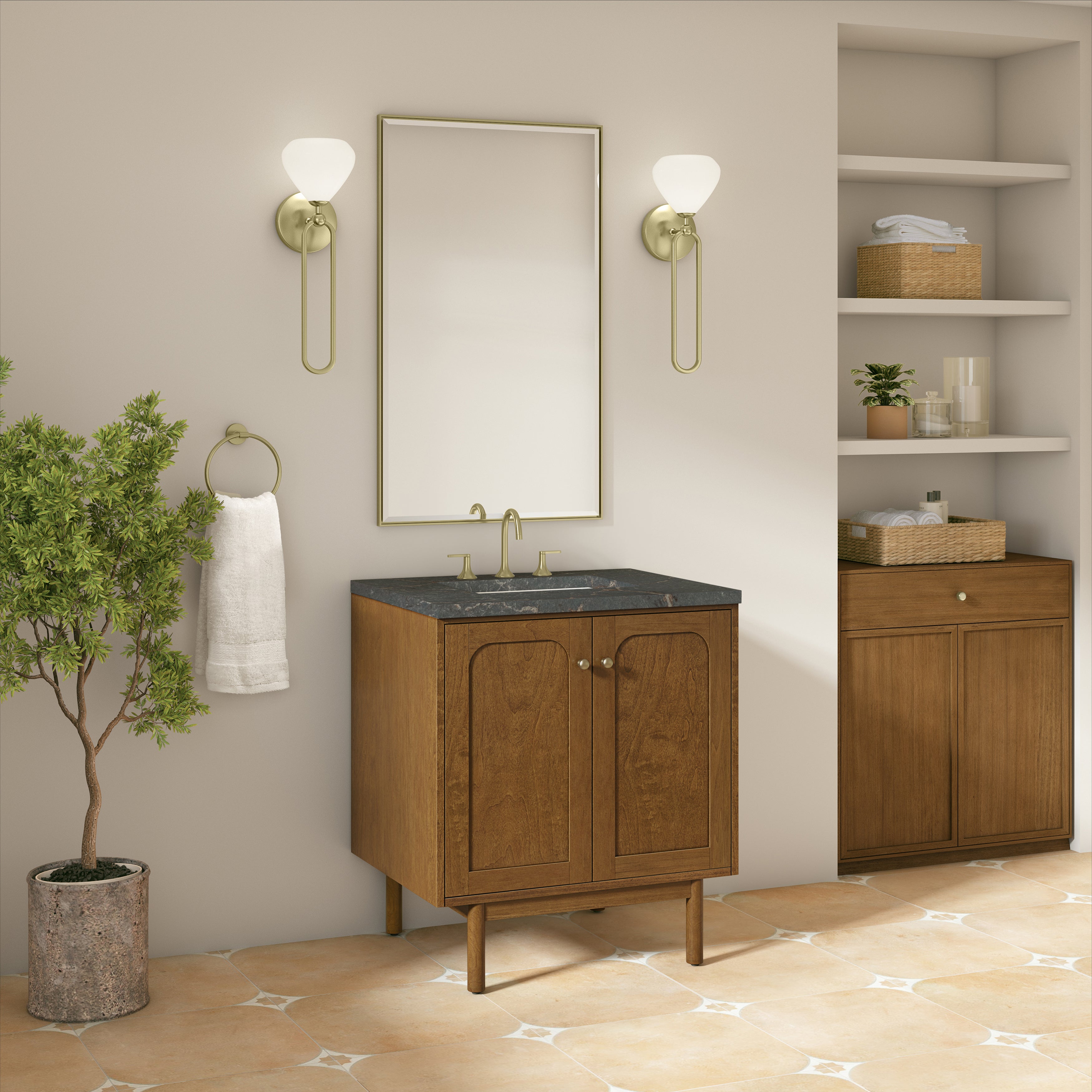 James Martin Laurent 30" Single Vanity in Honey Oak with 3cm Countertop