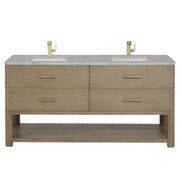 James Martin Lucian 72" Double Vanity in Pebble Oak with 3cm Countertop