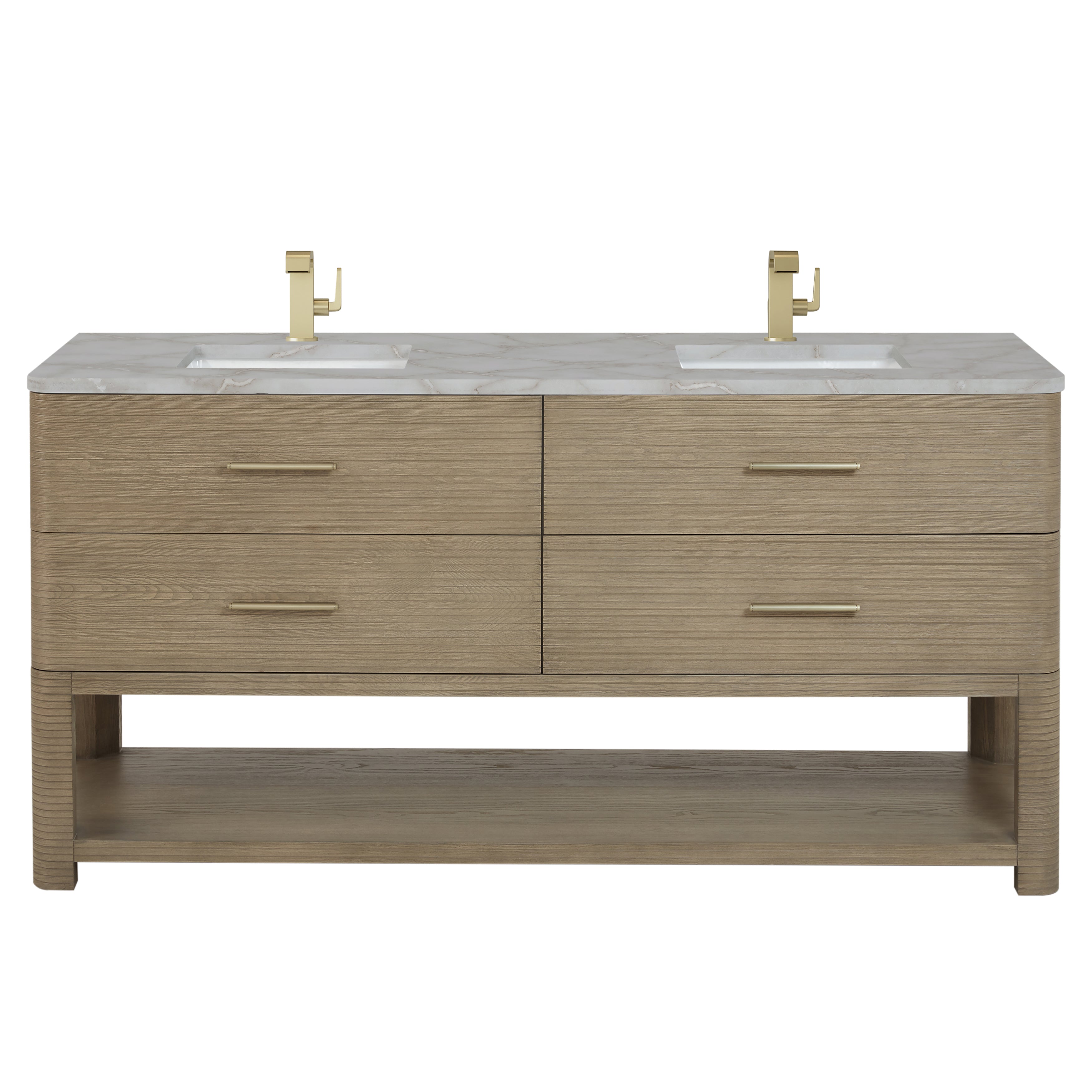 James Martin Lucian 72" Double Vanity in Pebble Oak with 3cm Countertop