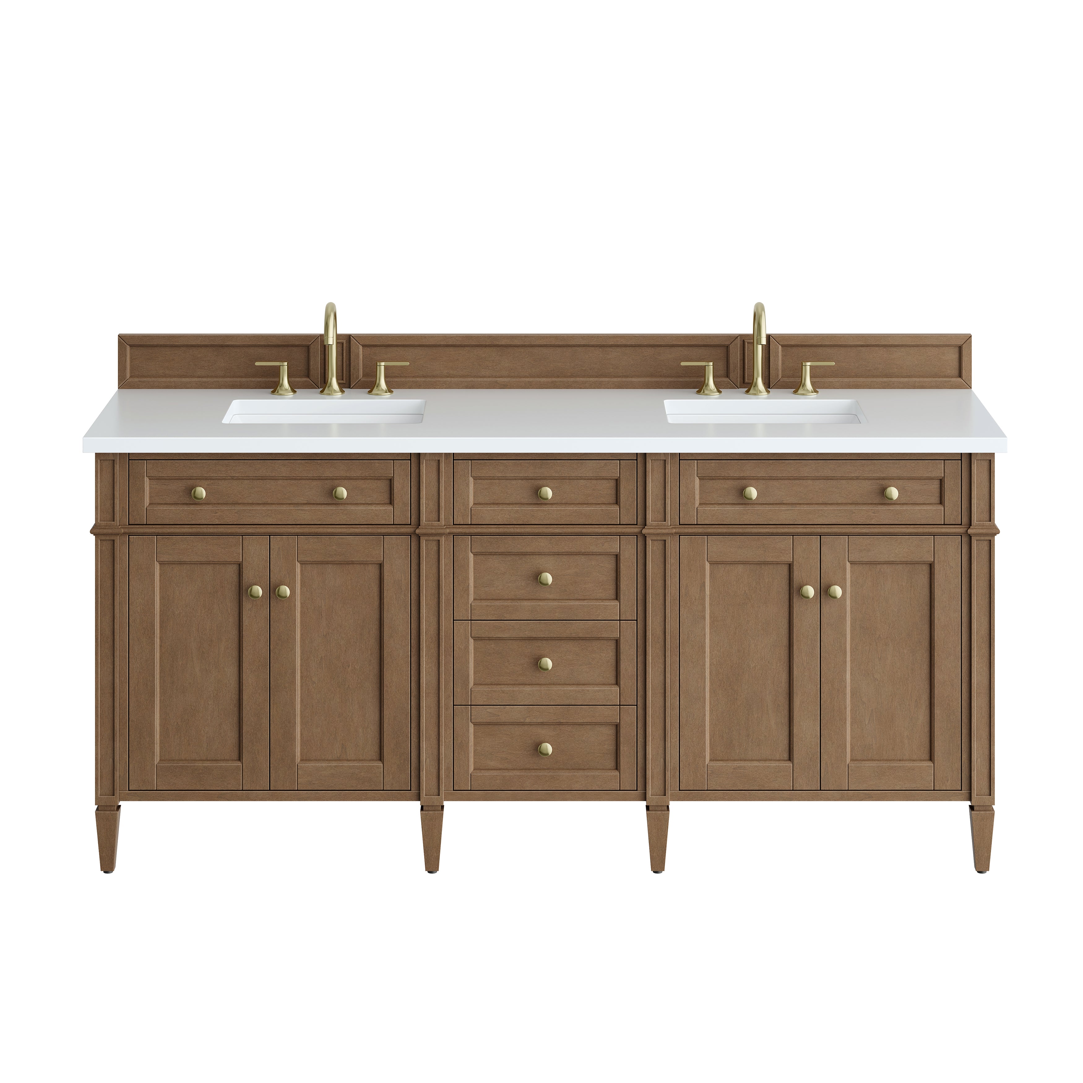 James Martin Brittany 72" Double Vanity in Pecan with 3cm Countertop