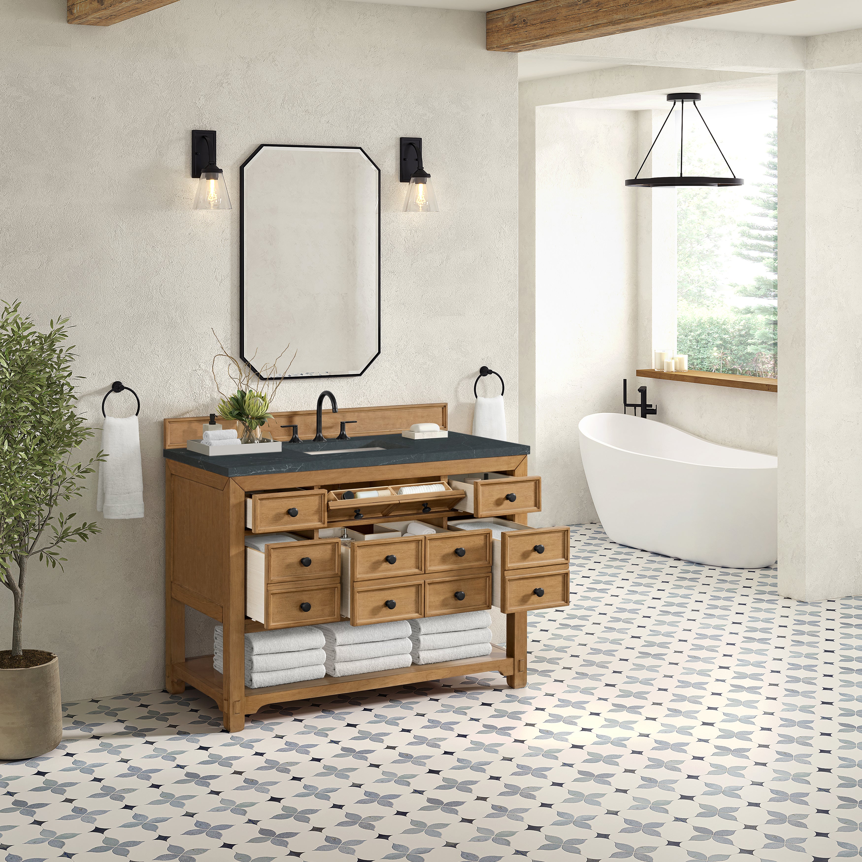 James Martin Malibu 48" Single Vanity in Amber Birch with 3cm Countertop