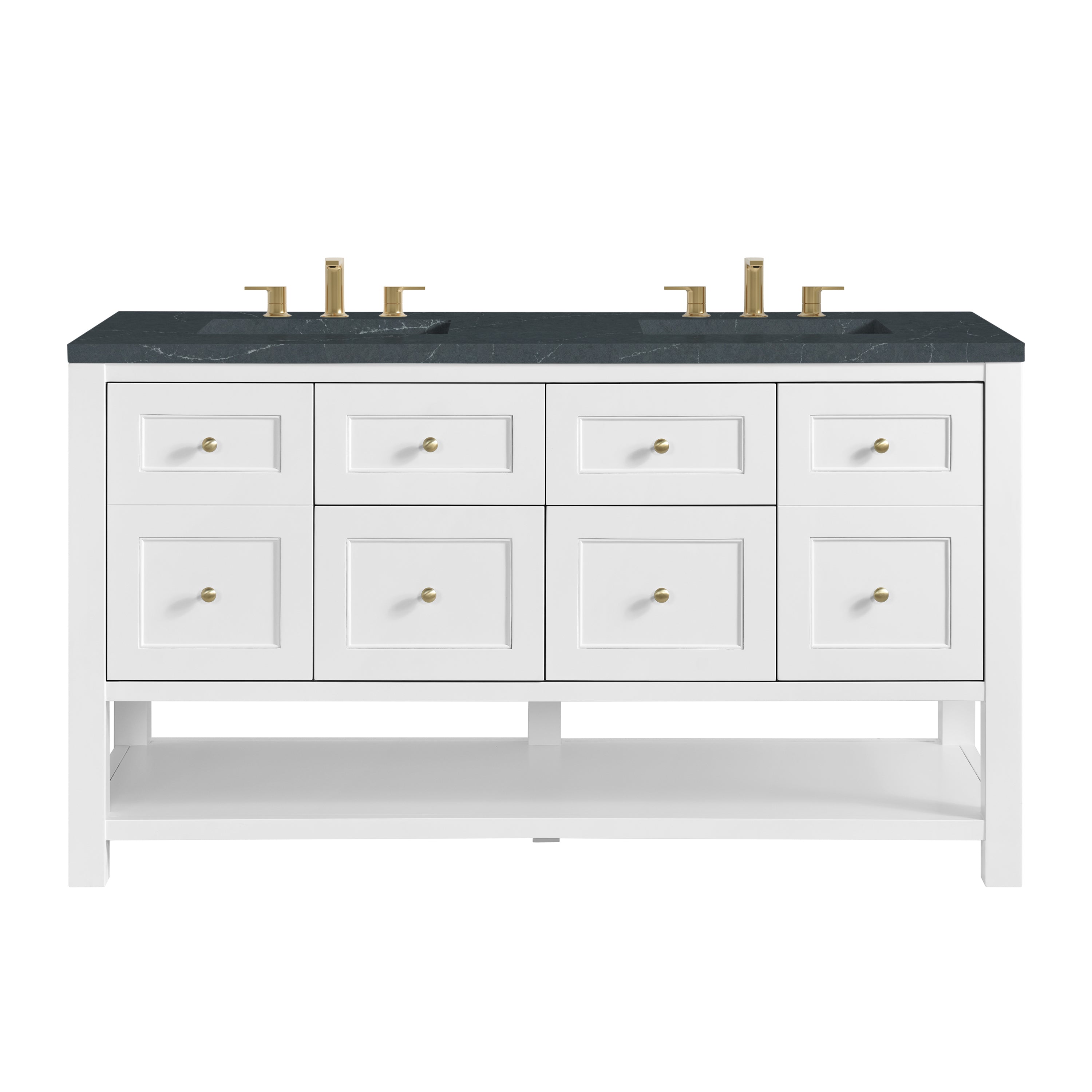 James Martin Breckenridge 60" Double Vanity in Bright White with 3cm Countertop