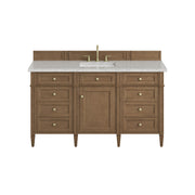 James Martin Brittany 60" Single Vanity in Pecan with 3cm Countertop and FreePower Wireless Charger